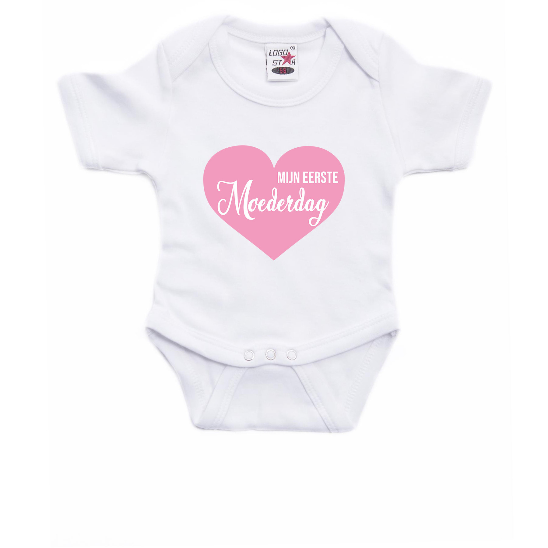 Eerste moederdag cadeau baby rompertje wit jongen/meisje 56 (1-2 maanden) -