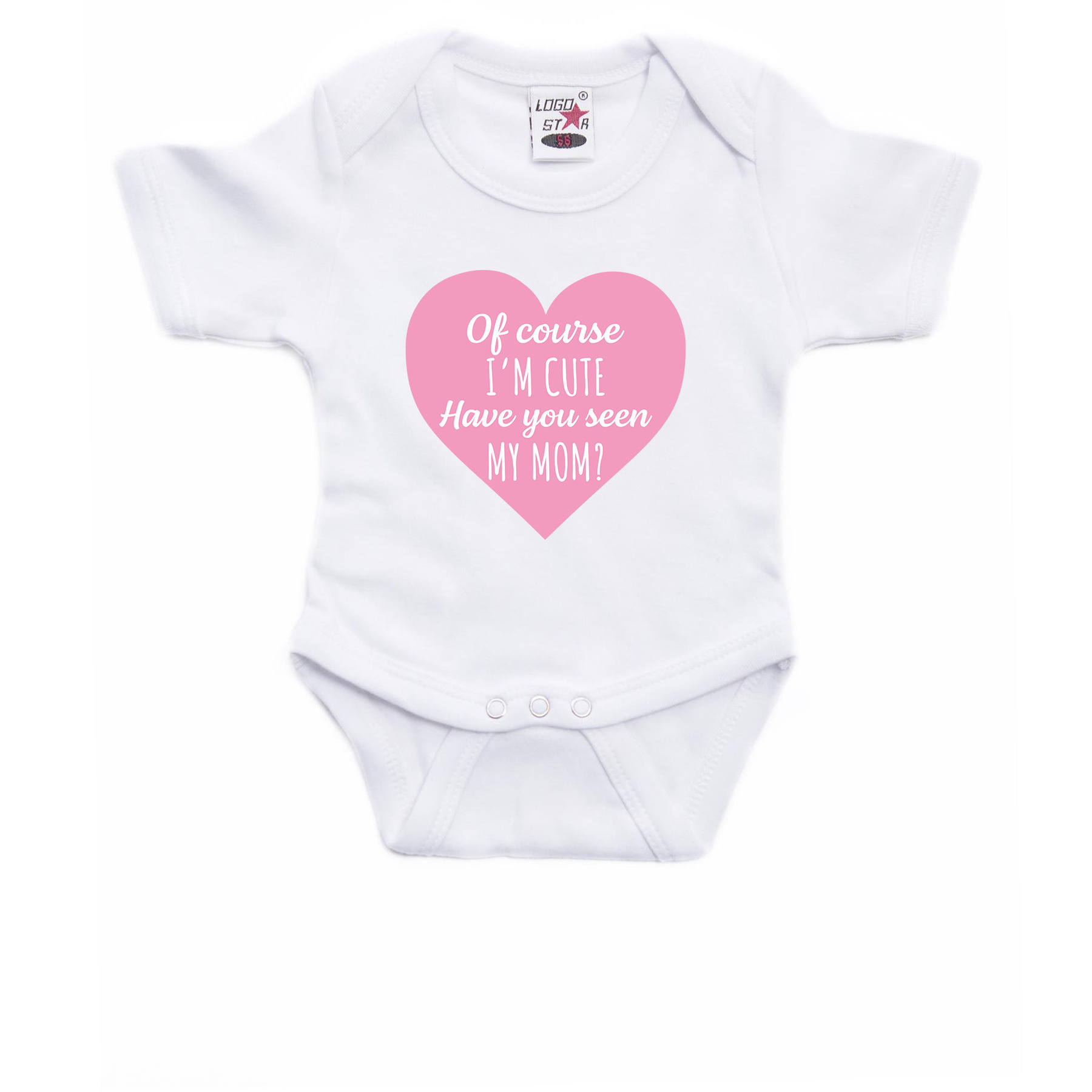I am cute have you seen my mom cadeau baby rompertje wit jongen/meisje 92 (18-24 maanden) -