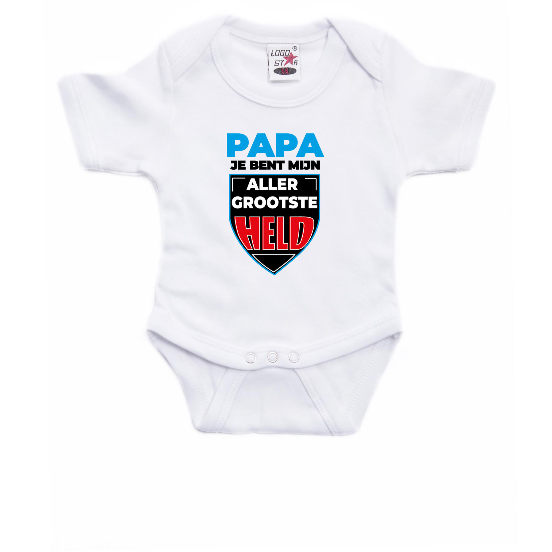 Papa allergrootste held cadeau baby rompertje wit jongen/meisje 68 (4-6 maanden) -