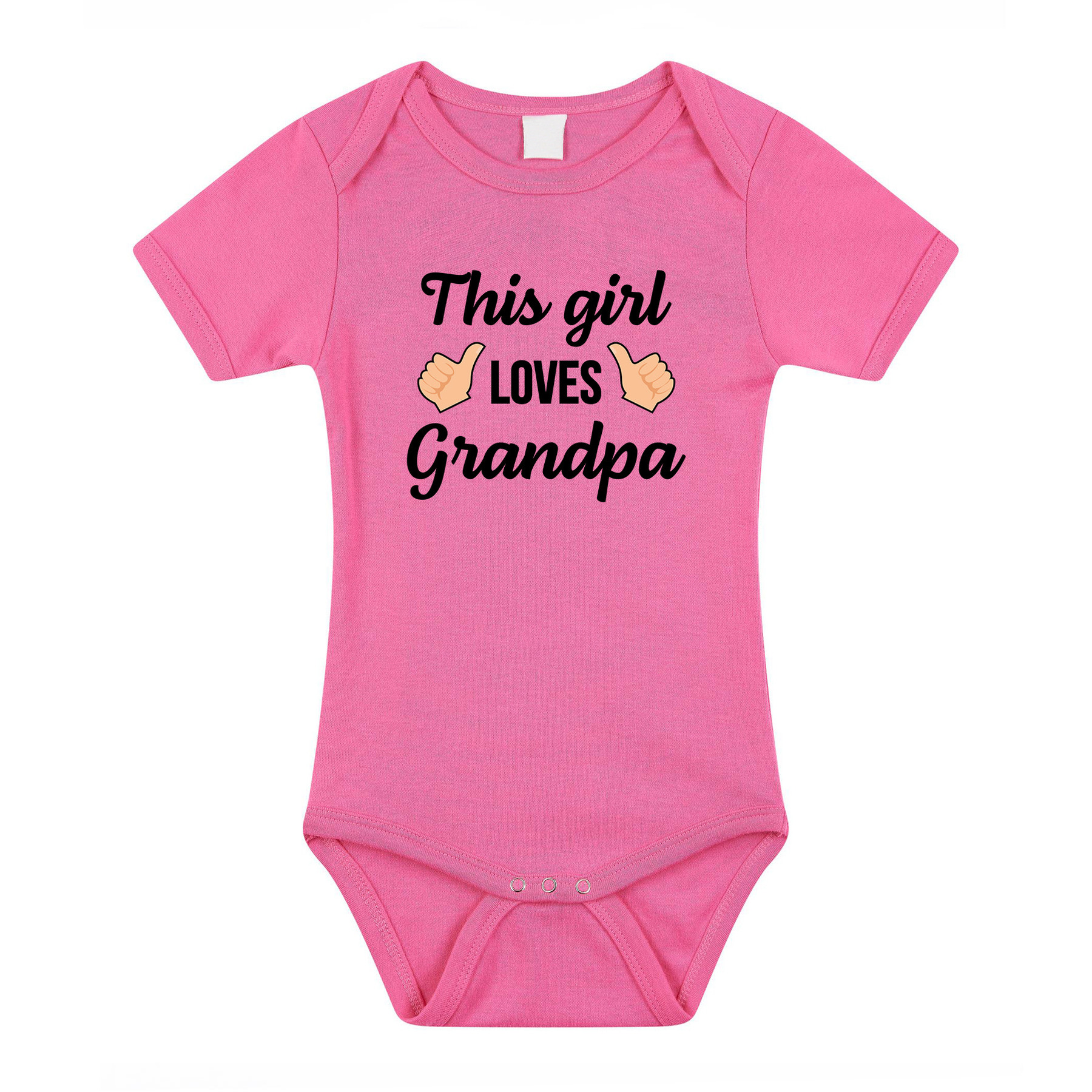 This girl loves grandpa cadeau baby rompertje roze meisjes 80 (9-12 maanden) -