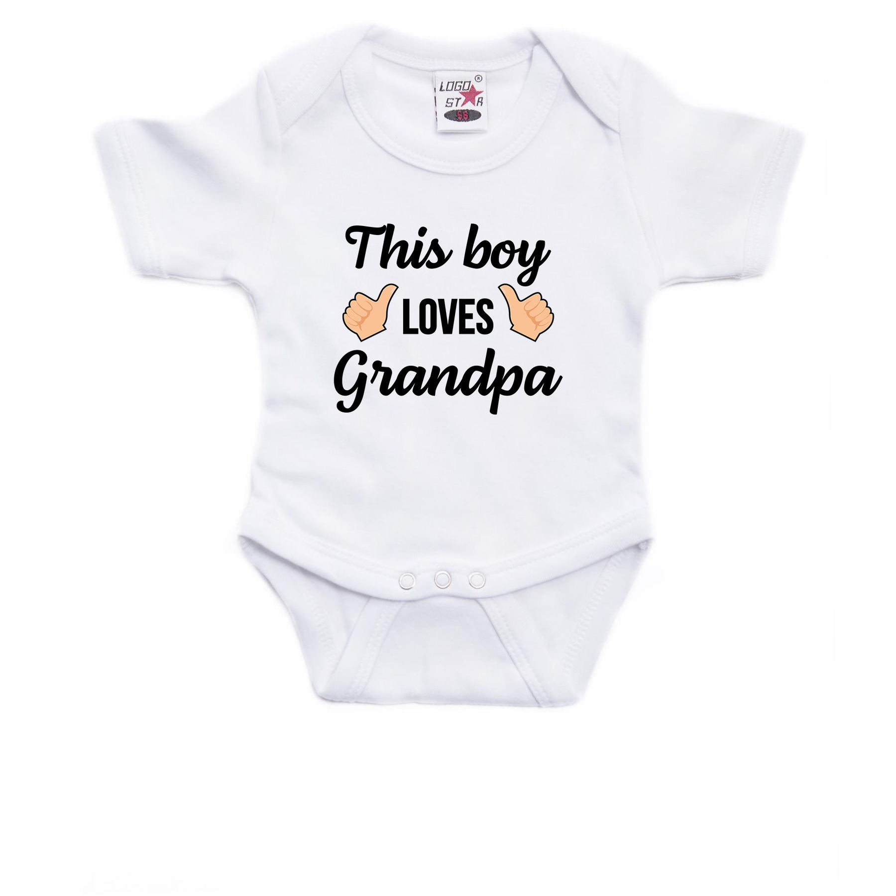 This boy loves grandpa cadeau baby rompertje wit jongens 56 (1-2 maanden) -