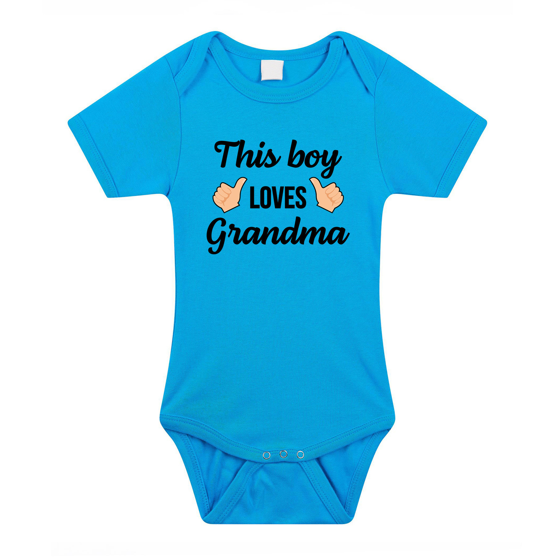 This boy loves grandma cadeau baby rompertje blauw jongens 68 (4-6 maanden) -