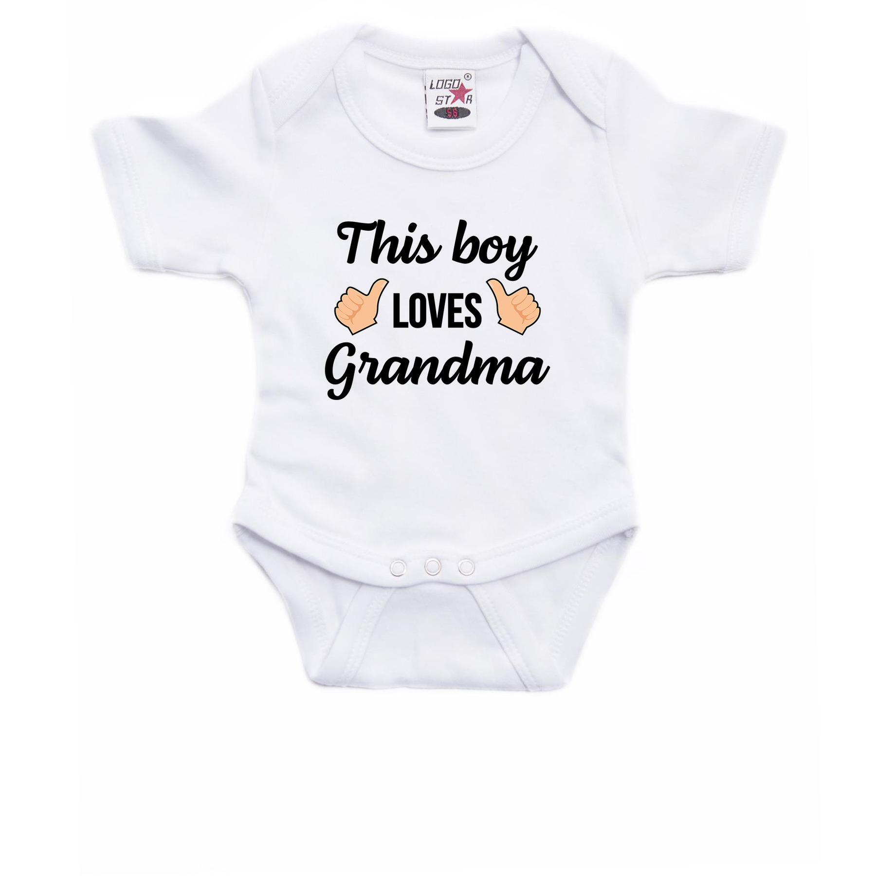 This boy loves grandma cadeau baby rompertje wit jongens 68 (4-6 maanden) -