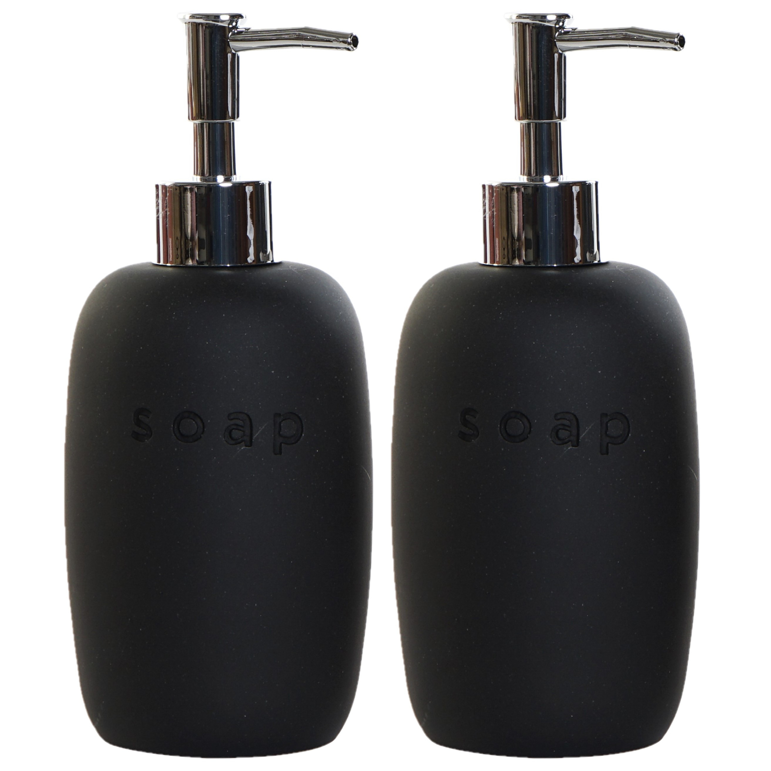 Set van 2x stuks zeeppompjes/zeepdispensers zwart keramiek 18 cm -