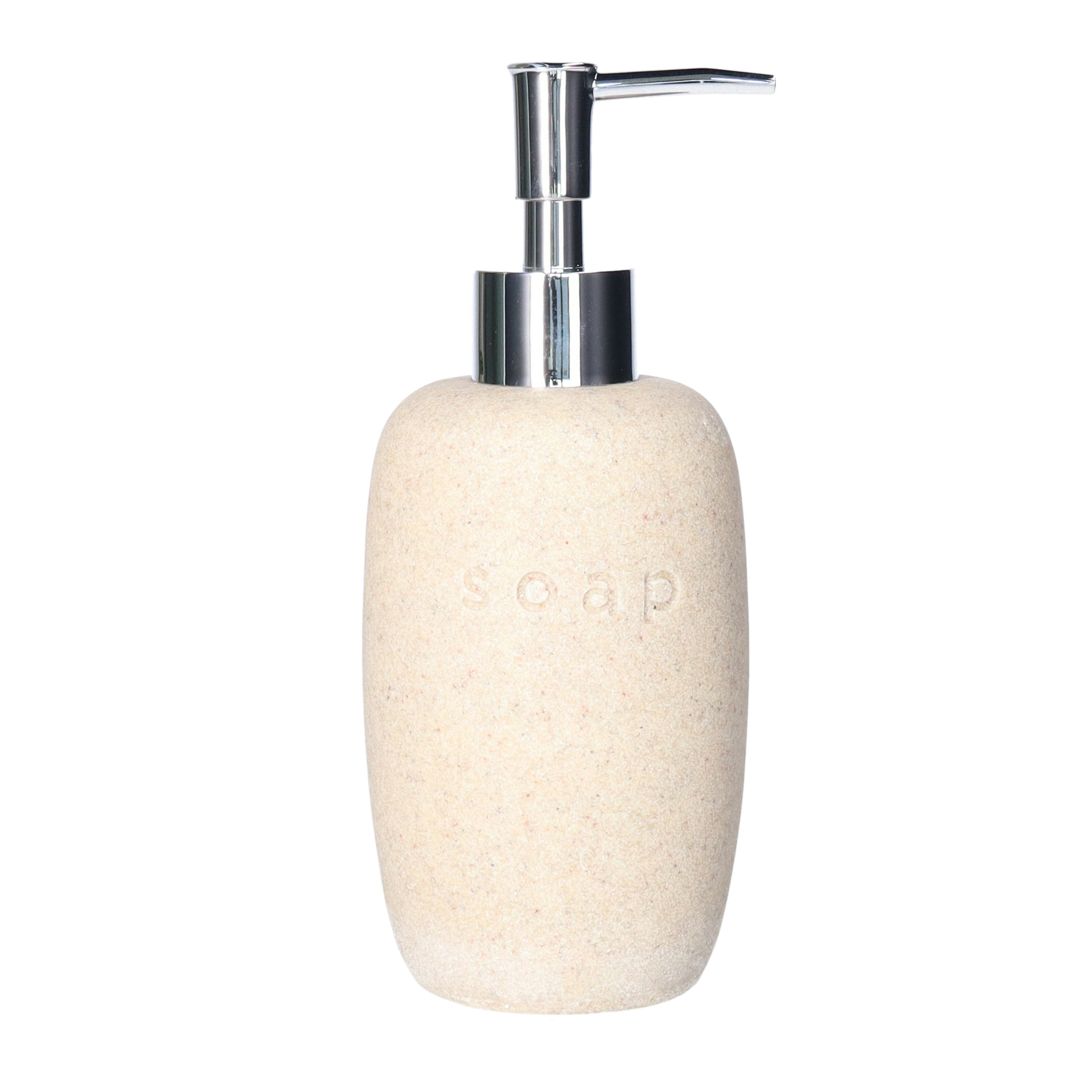 Zeeppompje/zeepdispenser creme keramiek 18 cm -
