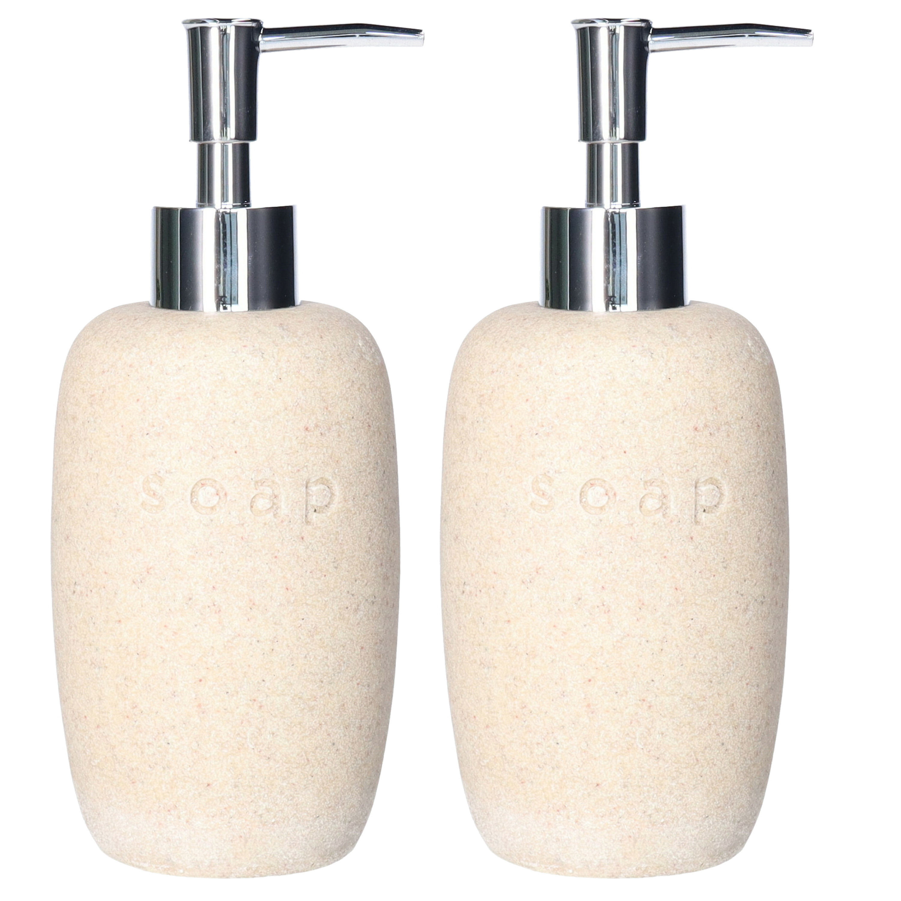 Set van 2x stuks zeeppompjes/zeepdispensers creme wit keramiek 18 cm -