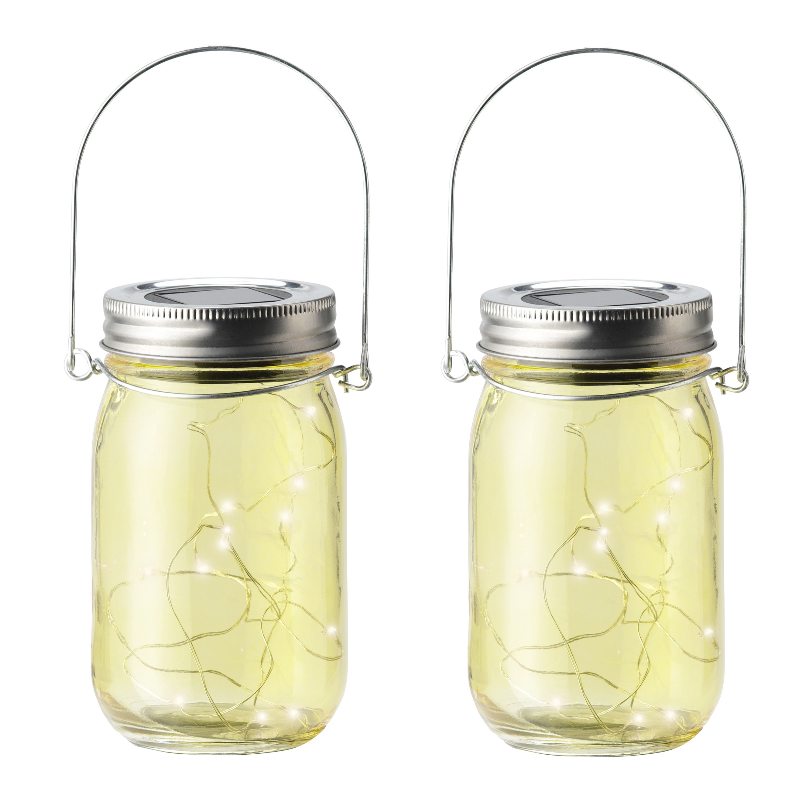 4x stuks solar lamp pot met deksel geel glas 14 cm -