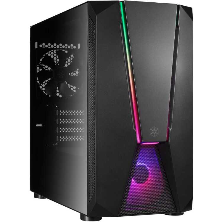 SilverStone SST-FAV1MB-PRO tower behuizing 2x USB-A 3.2 (5 Gbit/s), 2x Audio, Tempered Glass