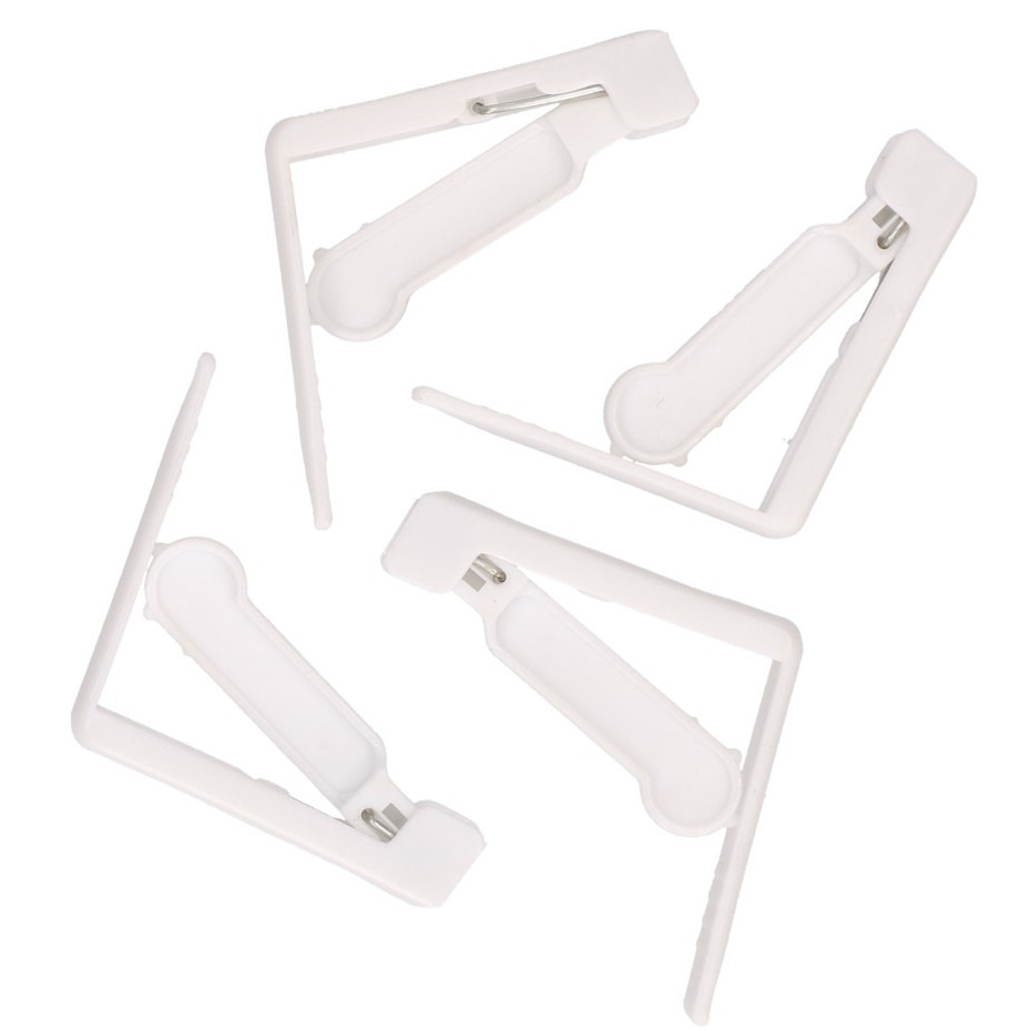 Tafelkleedklemmen - 16x - 5 cm - wit - kunststof - tafellaken klemmen -