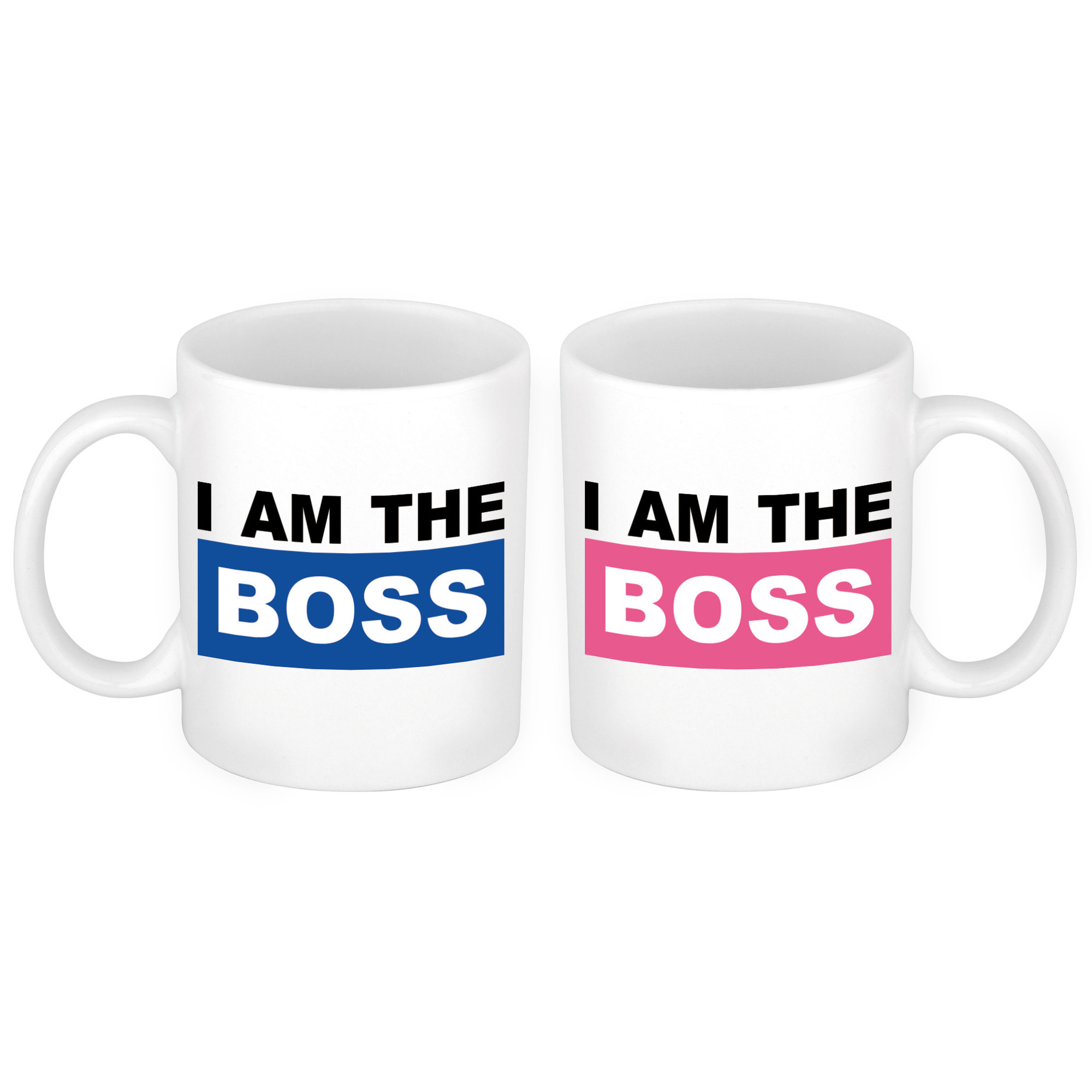 I'm the Boss mok roze en blauw - Bruiloft huwelijks koppel cadeau -