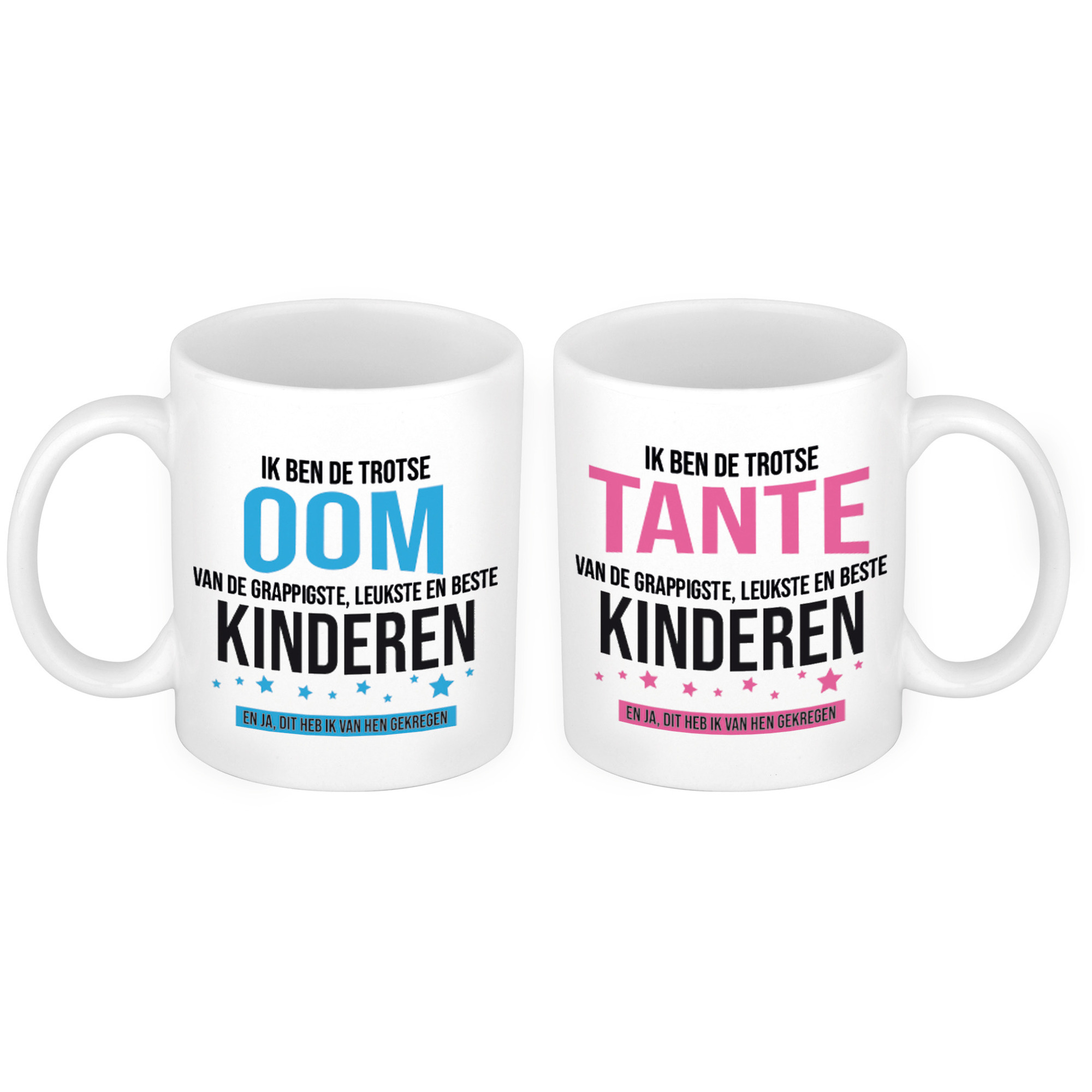 Trotse Oom en Tante mok van de grappigste en leukste kinderen - Cadeau beker set voor Oom en Tante -