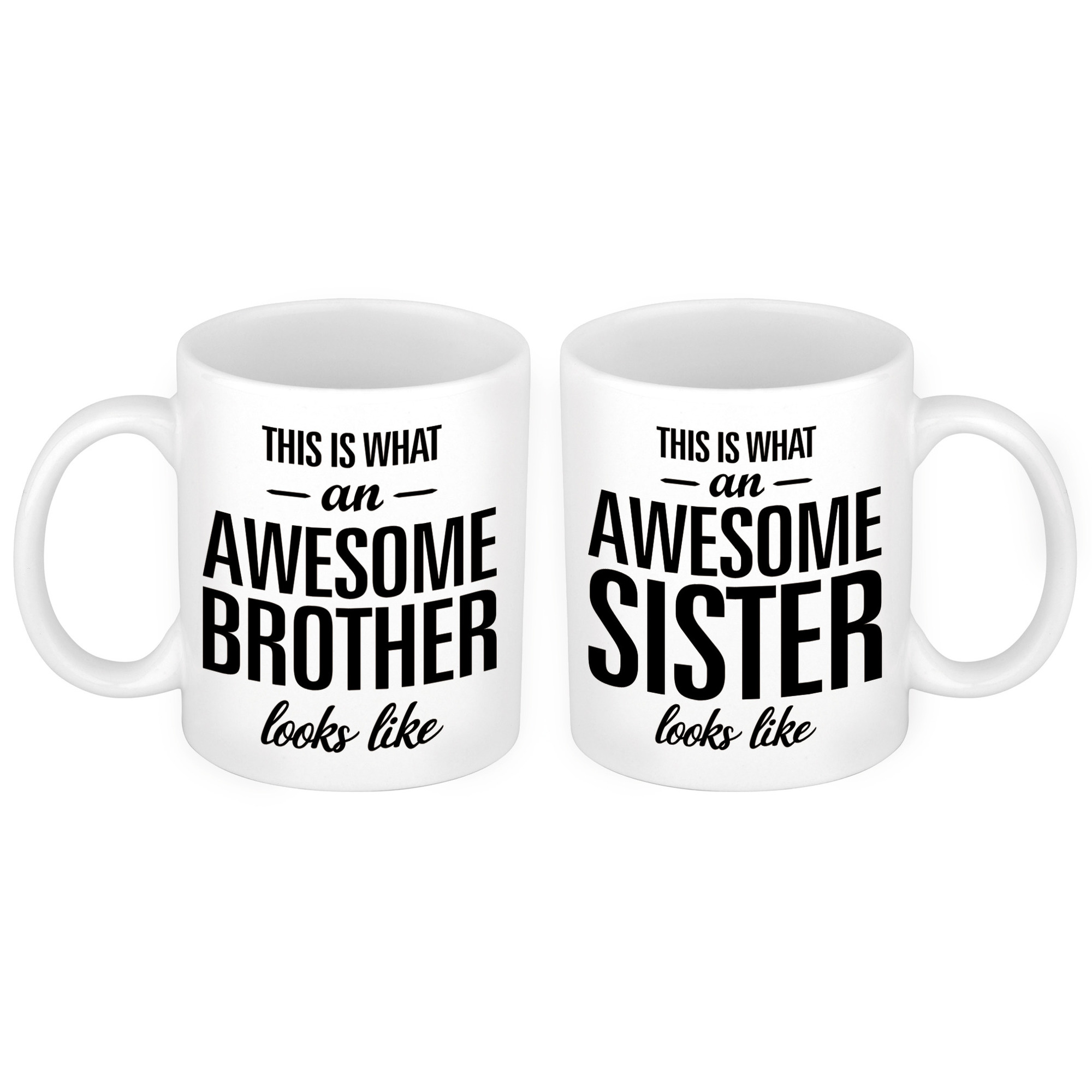 Awesome Sister en Brother looks like mok - Cadeau beker set voor Broer en Zus -