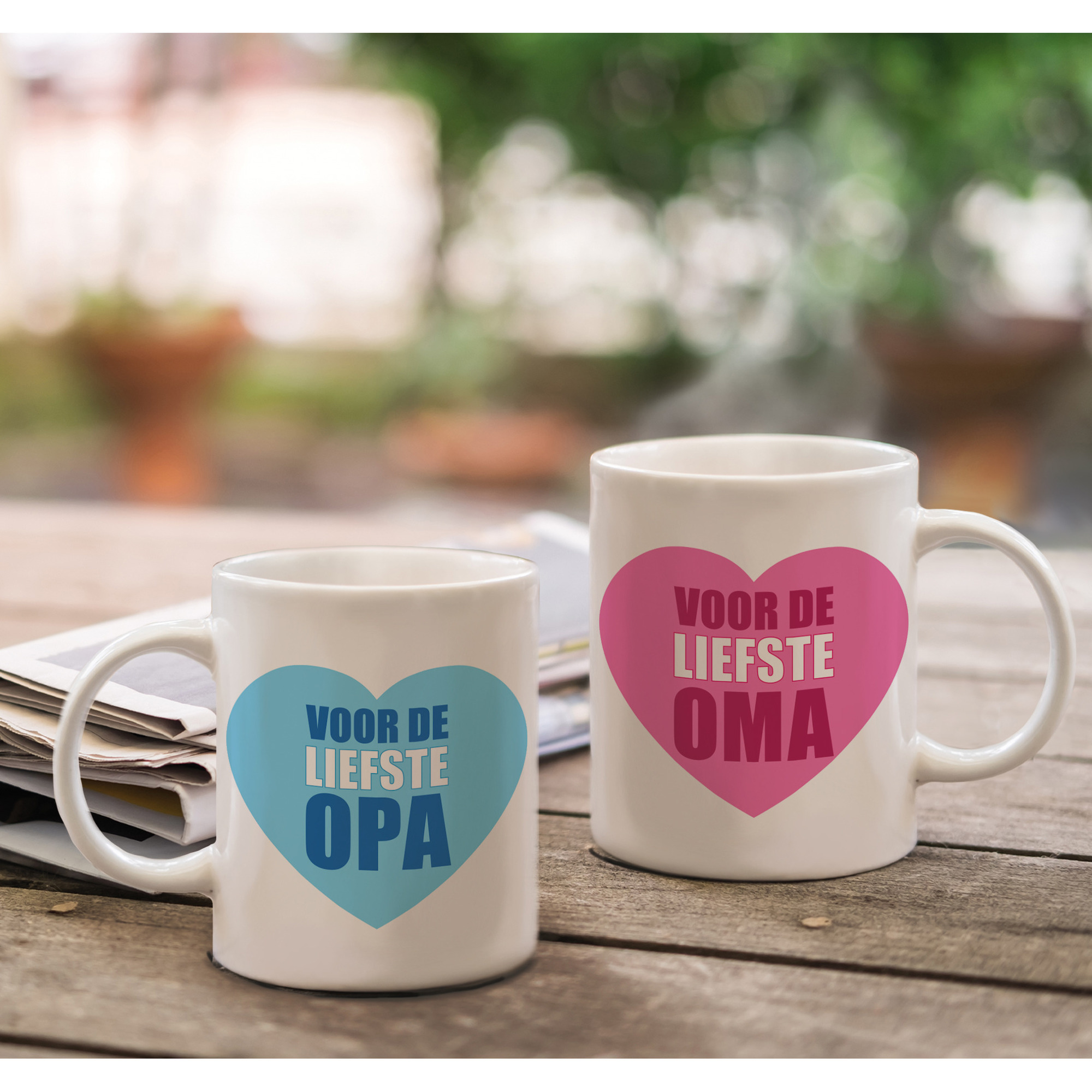 Voor de liefste Opa en Oma mok - Cadeau beker set voor Opa en Oma -