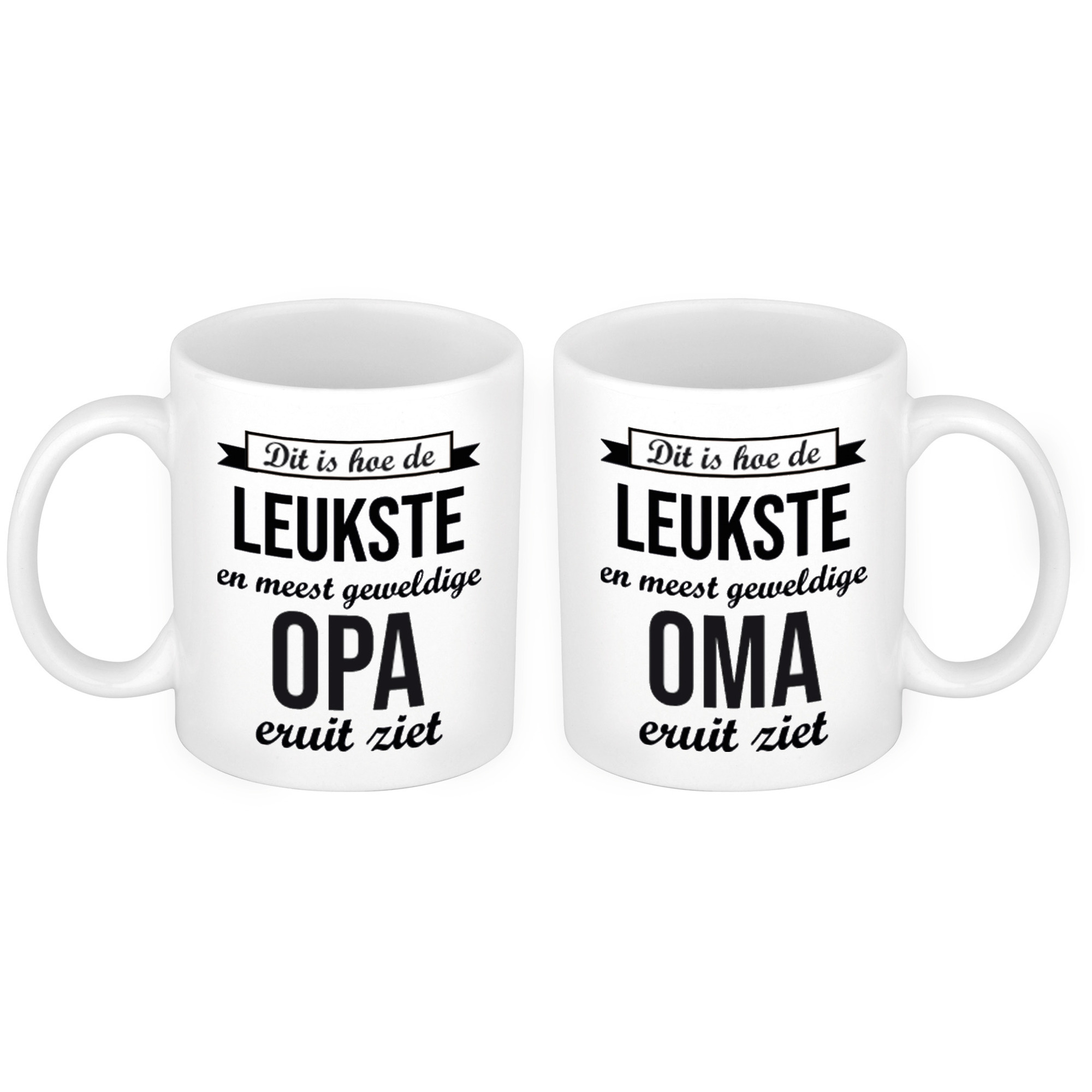 Leukste en meest geweldige Opa en Oma mok - Cadeau beker set voor Opa en Oma -