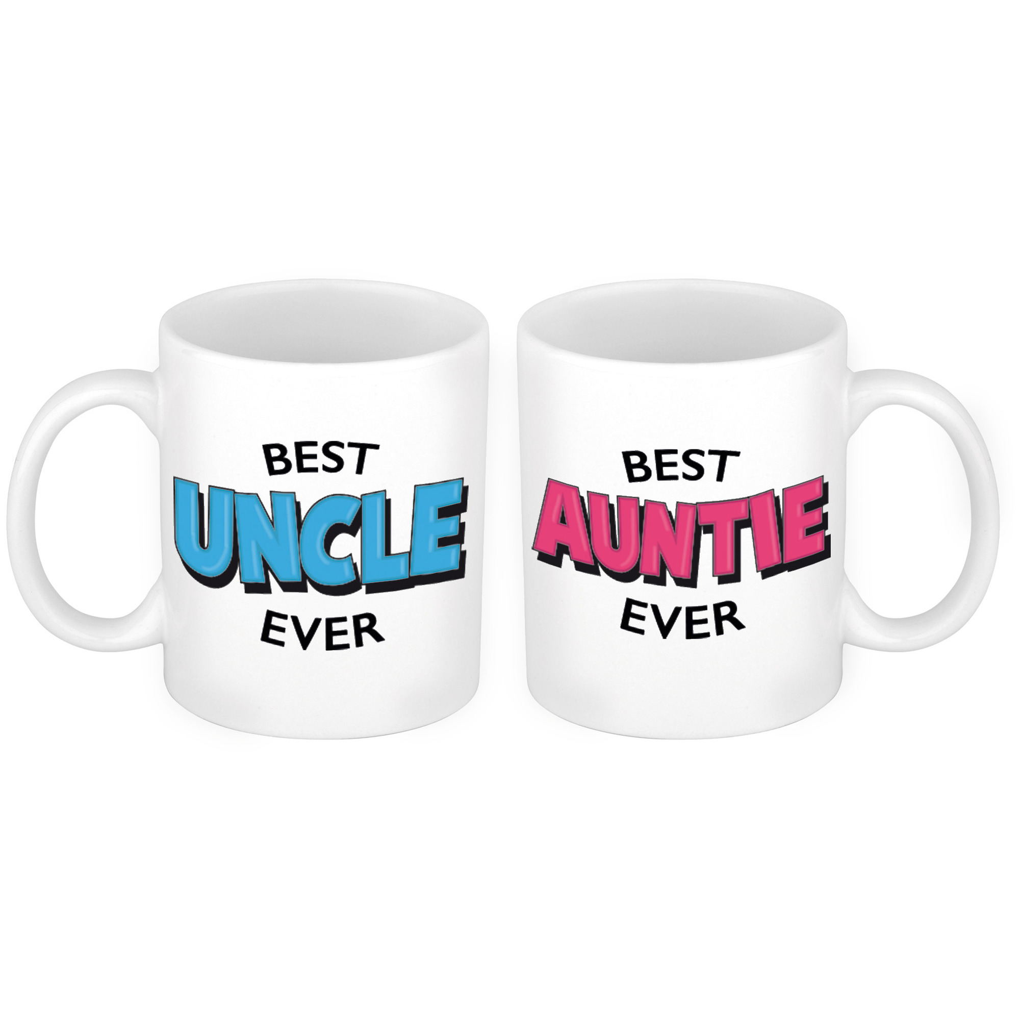 Best Auntie en Best Uncle mok - Cadeau beker set voor Oom en Tante -