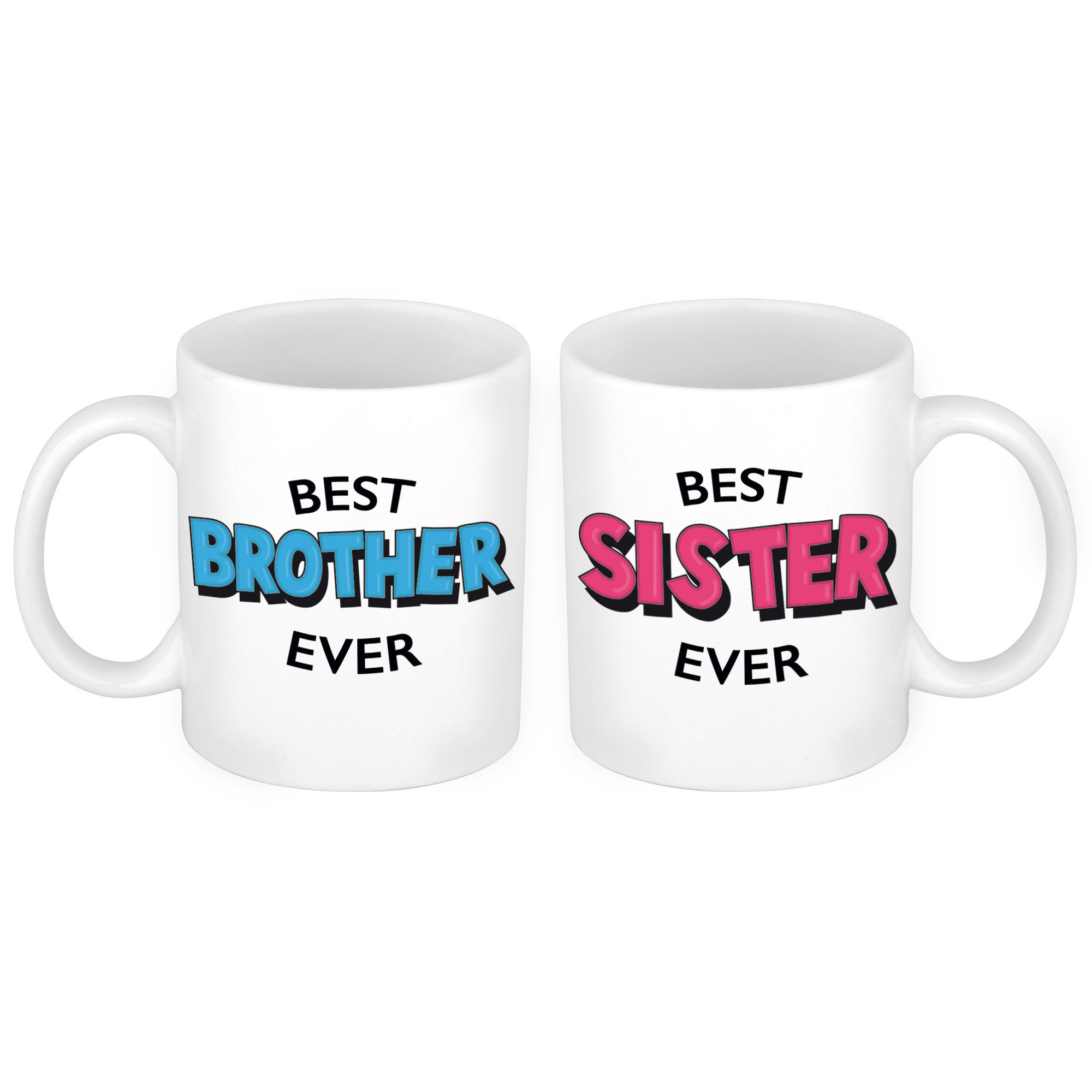 Best Sister en Best Brother mok - Cadeau beker set voor Broer en Zus -