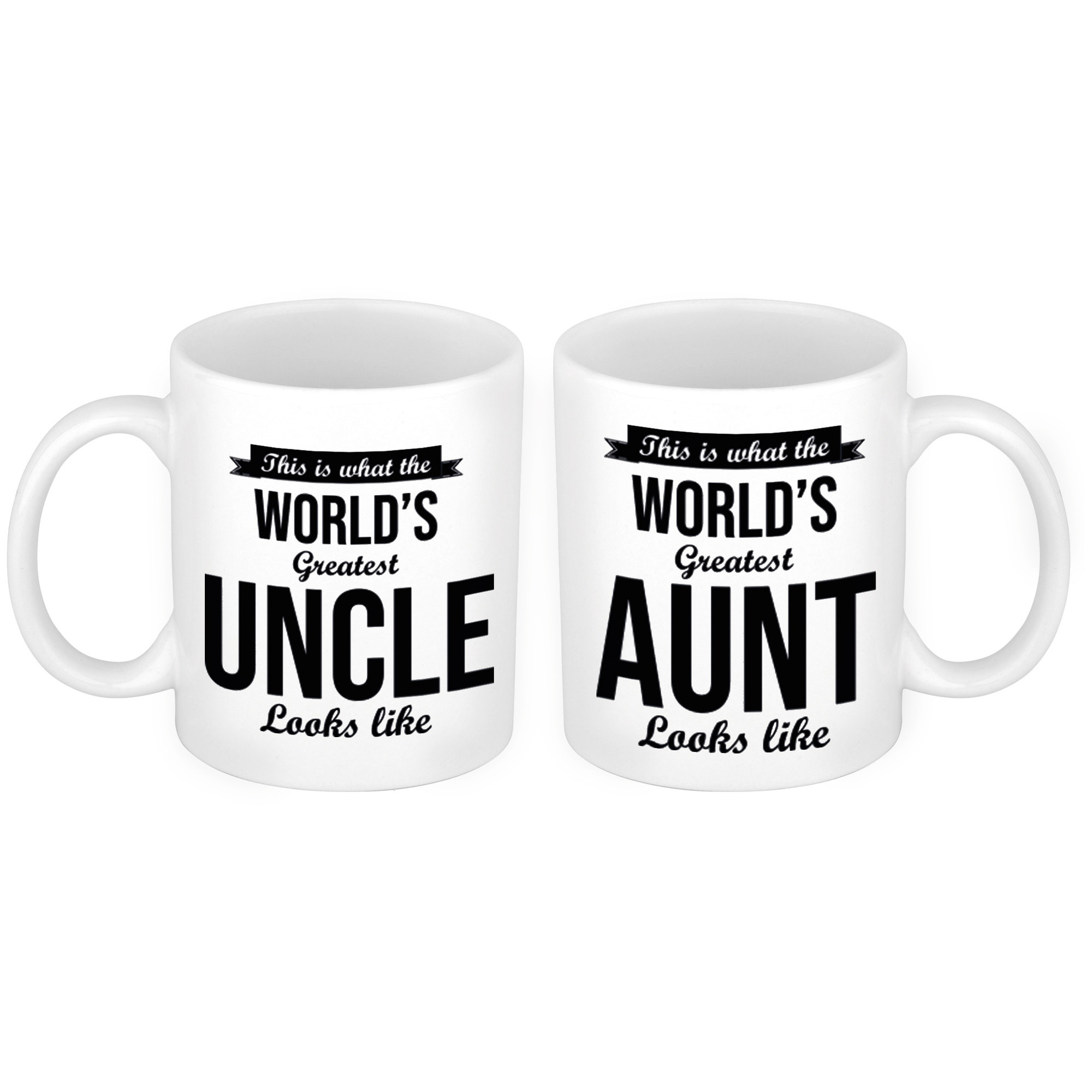 Worlds greatest Aunt en Uncle mok - Cadeau beker set voor Oom en Tante -