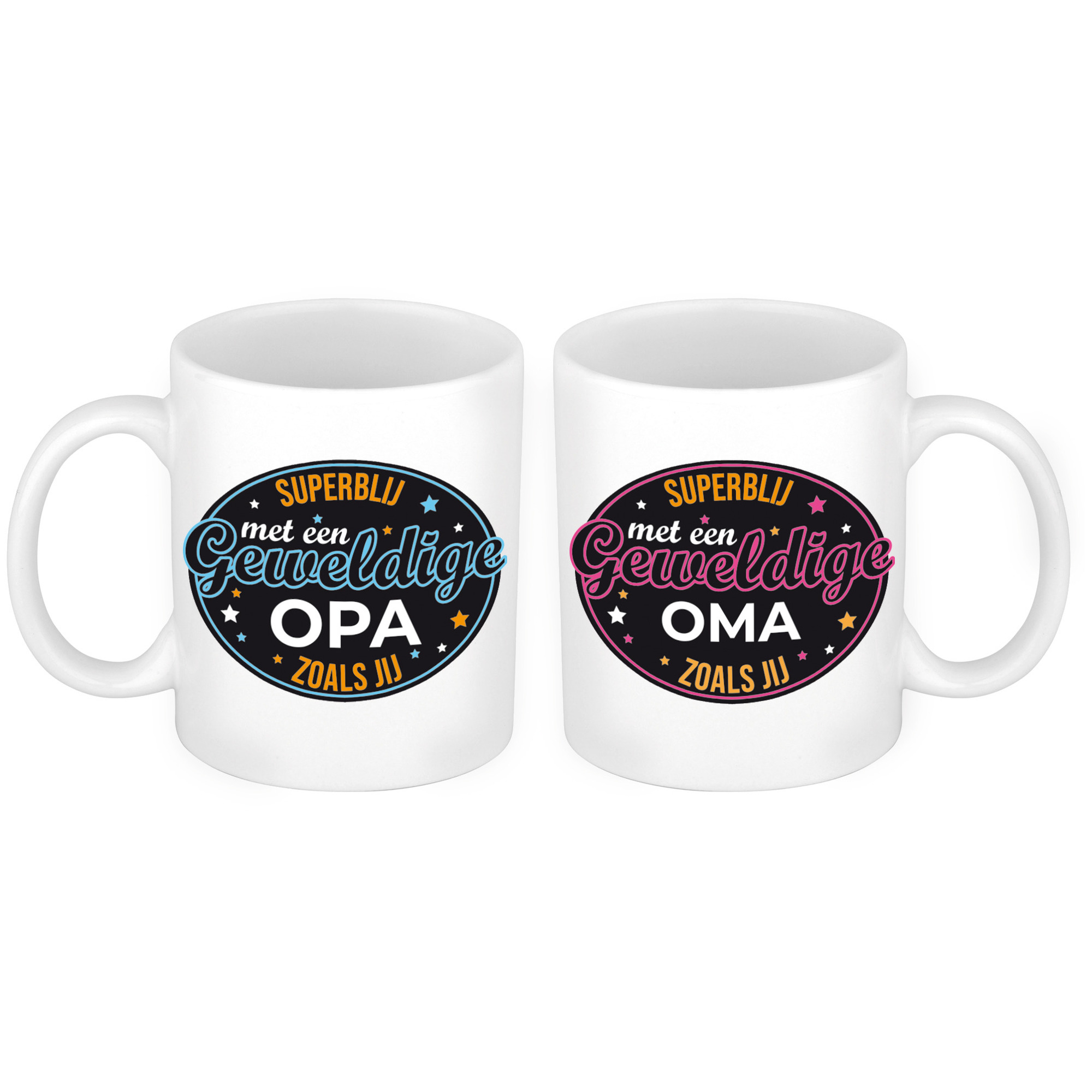Superblij met een Opa en Oma zoals jij mok - Cadeau beker set voor Opa en Oma -