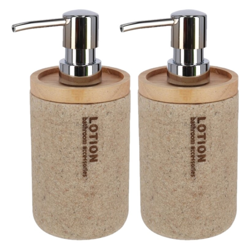 Set van 3x stuks zeeppompjes/zeepdispensers bruin kunststof 17 cm -