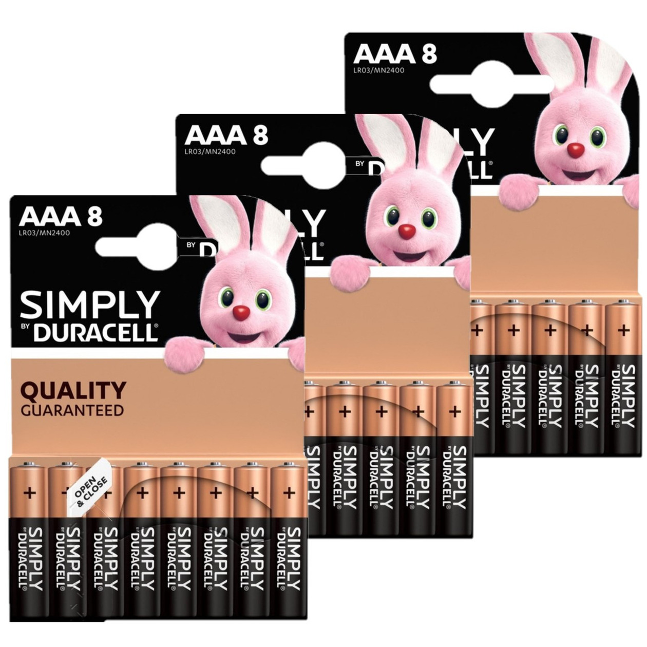 24x Duracell AAA Simply batterijen alkaline Lr03 Mn2400 1.5 V -