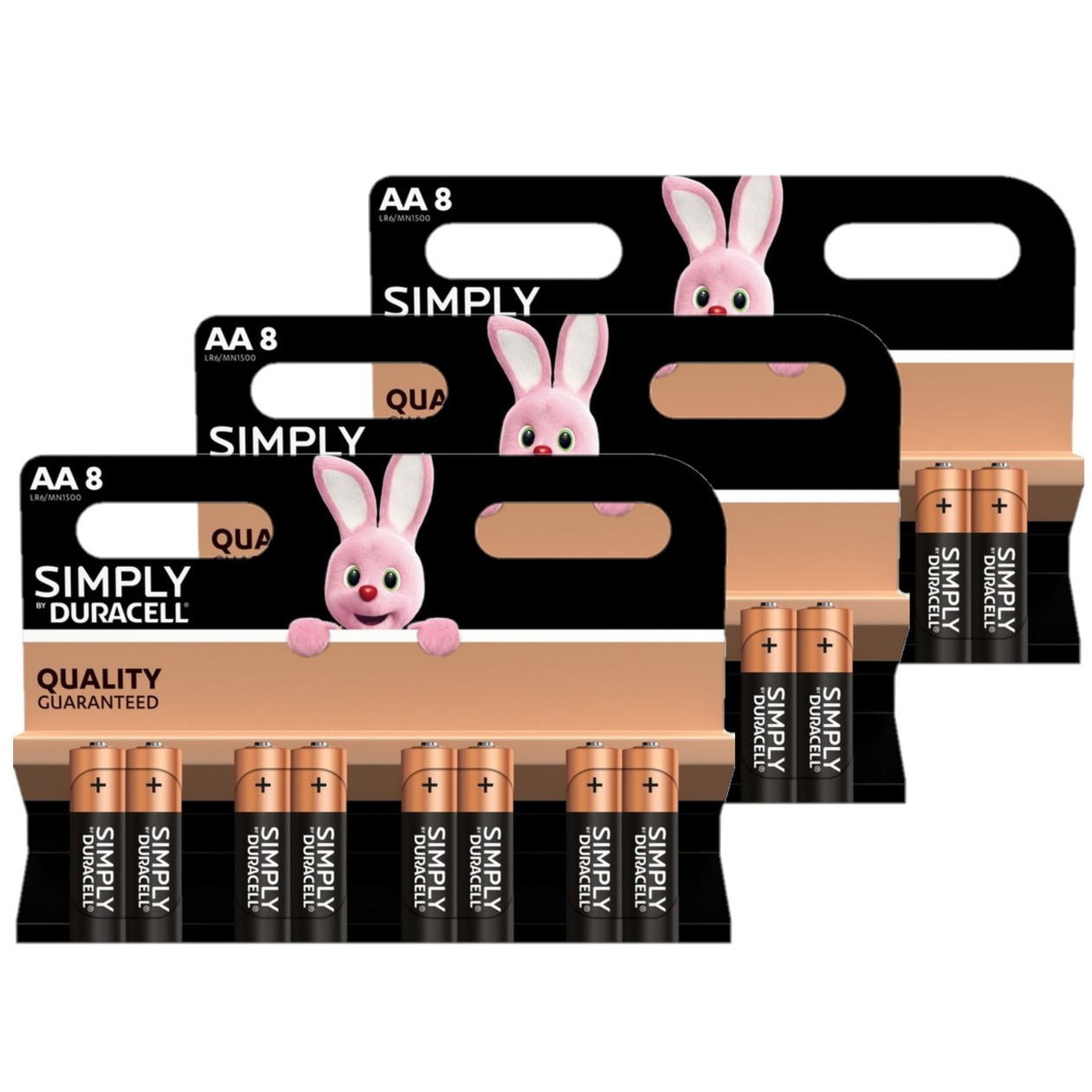 24x Duracell AA Simply batterijen alkaline Lr6 Mn1500 1.5 V -