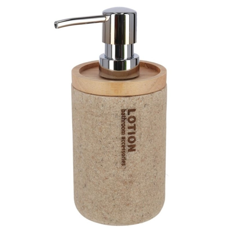 Zeeppompje/zeepdispenser bruin kunststof 17 cm -