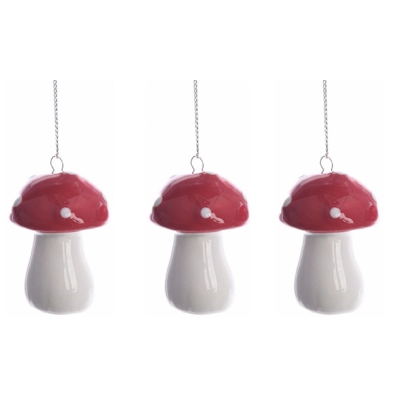 4x stuks kerstboom decoratie paddenstoelen 4 cm type 1 -