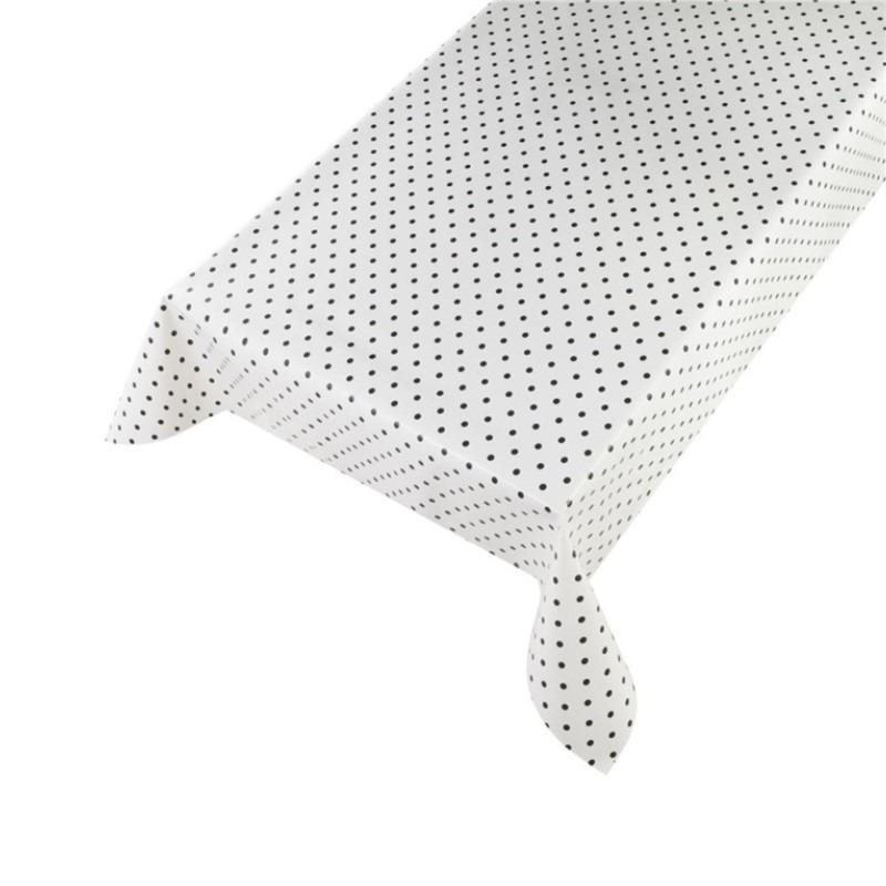 Tafelzeil/tafelkleed wit met zwarte stippen 140 x 175 cm -