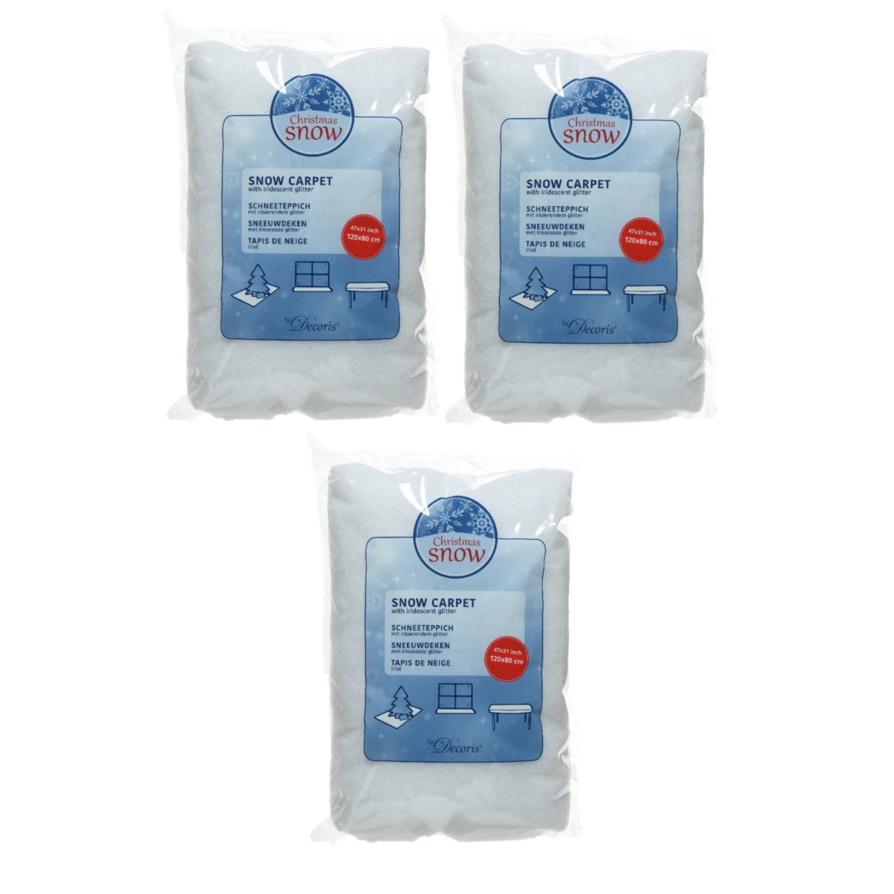 6x Glitter sneeuwdekens/sneeuwtapijt 120 x 80 cm decoratie artikelen -
