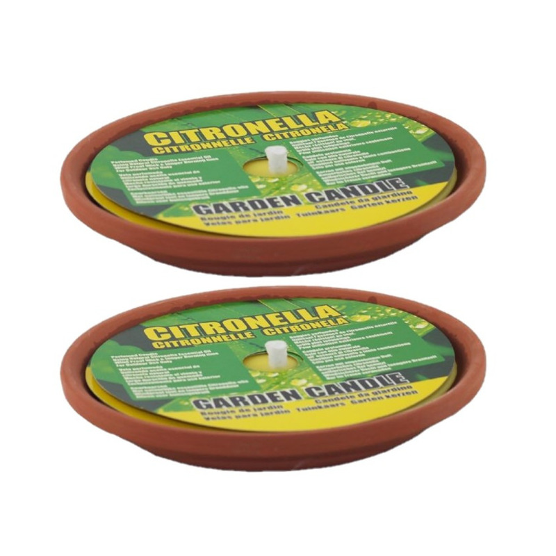 Citronella kaars in terracotta schaaltje - 10x - 3 branduren - citrusgeur -