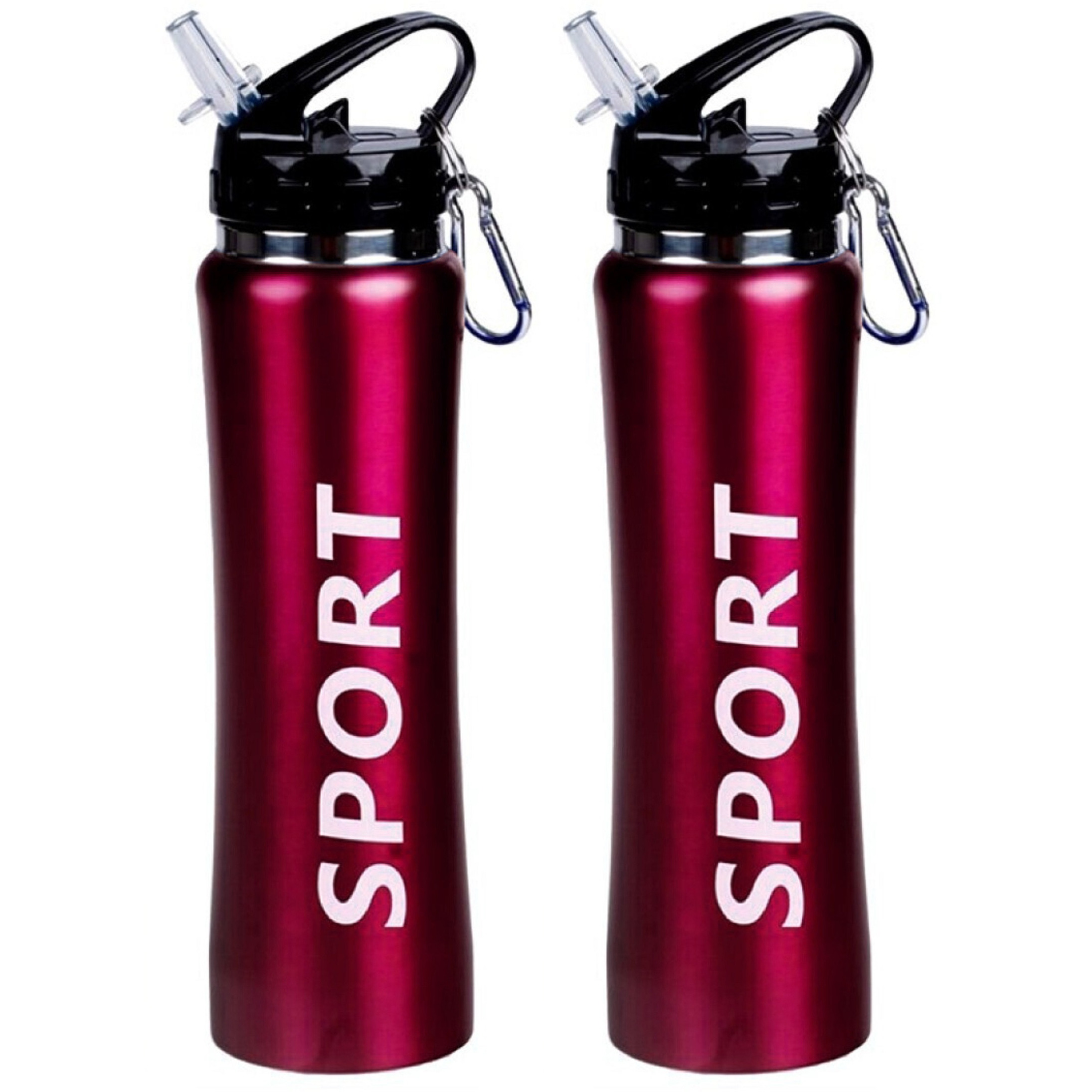 2x Sport Bidon drinkfles/waterfles Sport print rood 600 Ml -