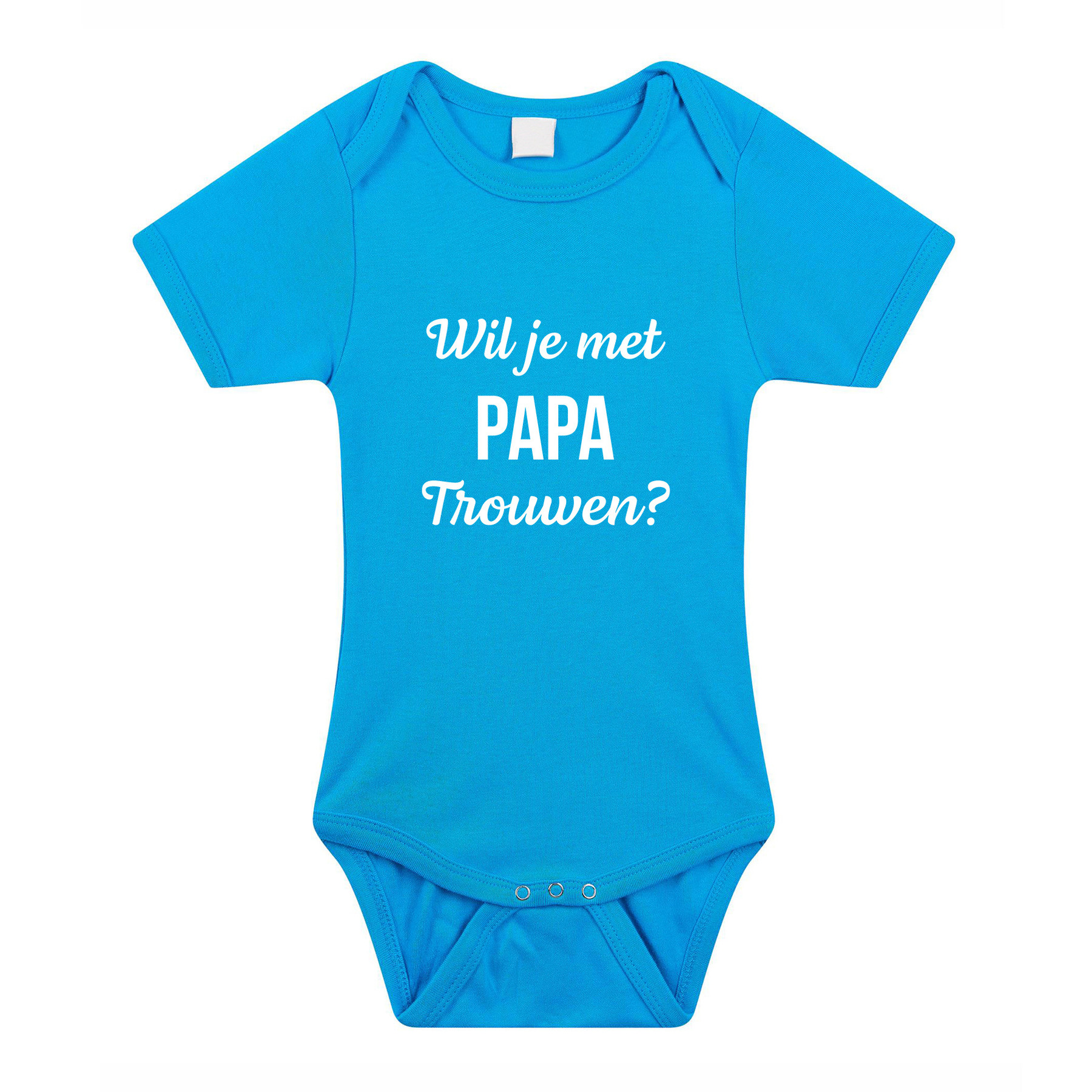 Wil je met papa trouwen huwelijksaanzoek baby rompertje blauw jongens 68 (4-6 maanden) -