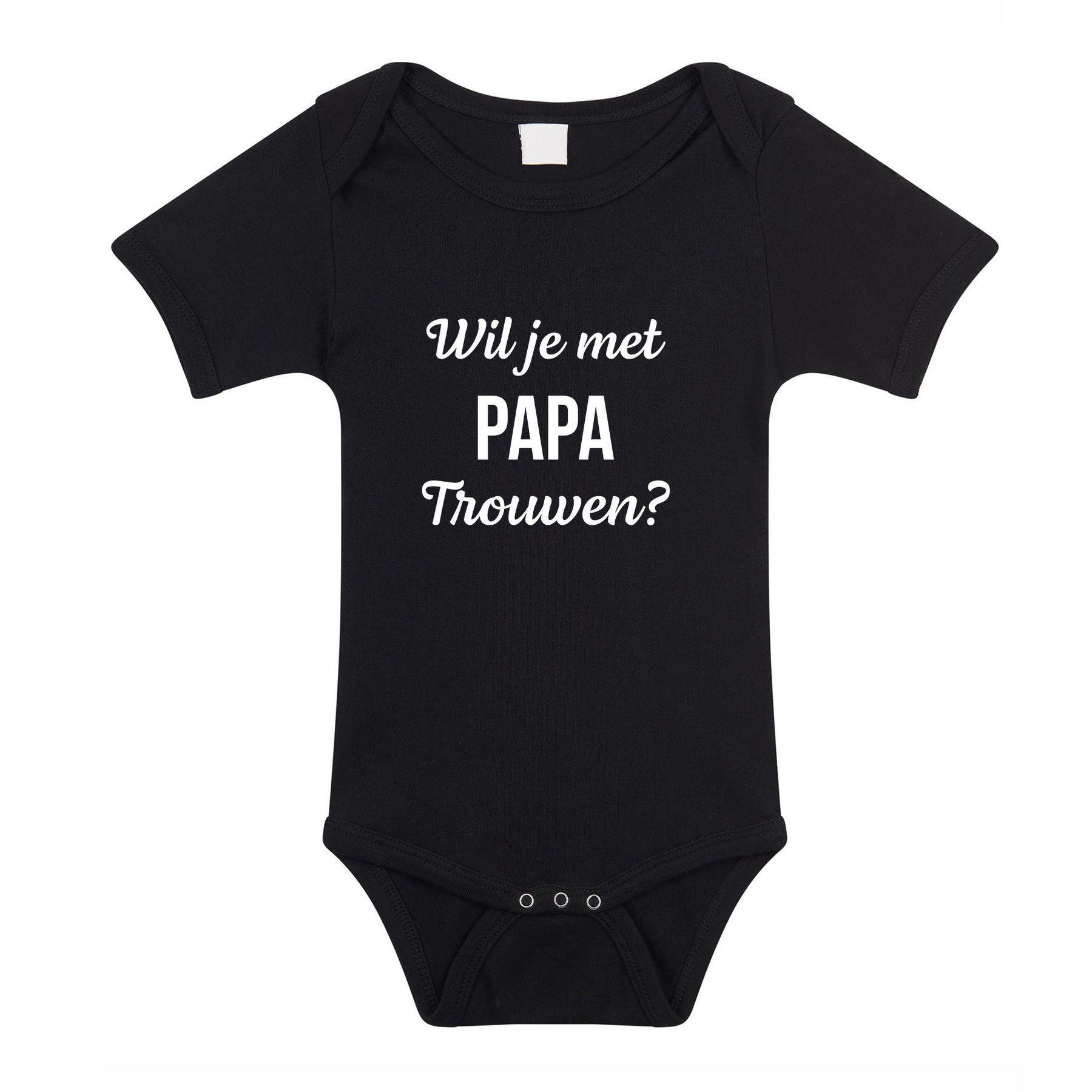Wil je met papa trouwen huwelijksaanzoek baby rompertje zwart jongens/meisjes 80 (9-12 maanden) -