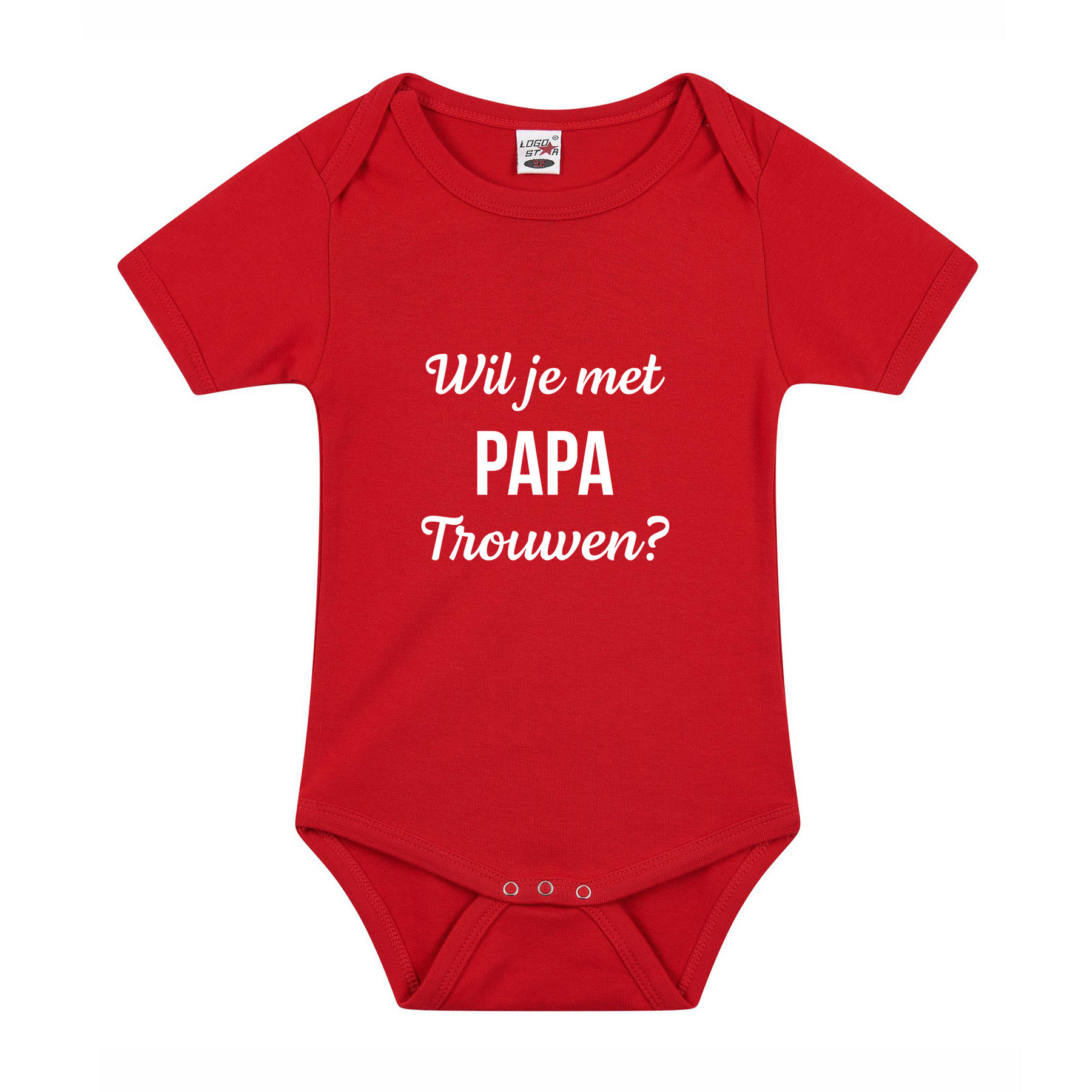 Wil je met papa trouwen huwelijksaanzoek baby rompertje rood jongens/meisjes 68 (4-6 maanden) -