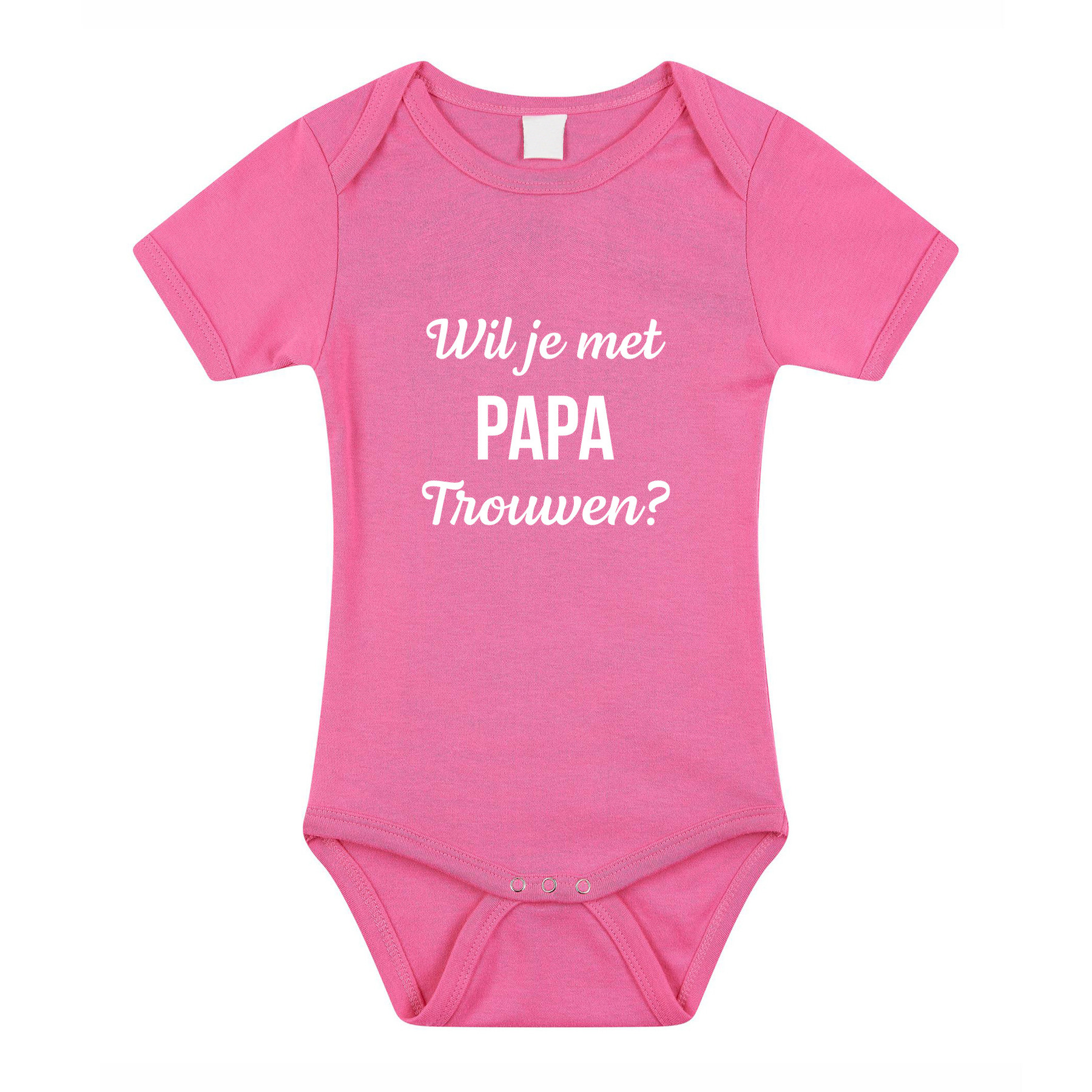 Wil je met papa trouwen huwelijksaanzoek baby rompertje roze meisjes 56 (1-2 maanden) -