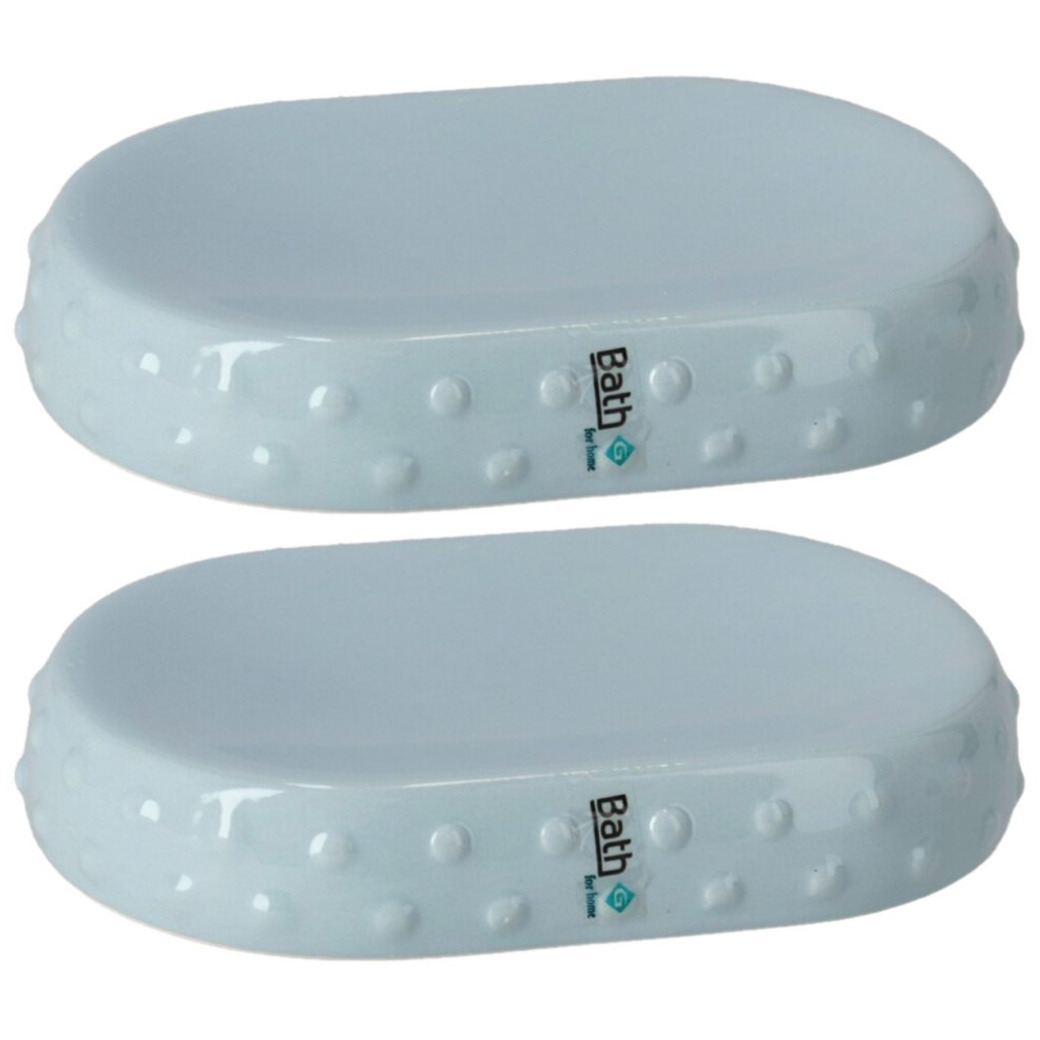 Set van 2x stuks zeephouders/zeepbakjes blauw keramiek 15 cm -