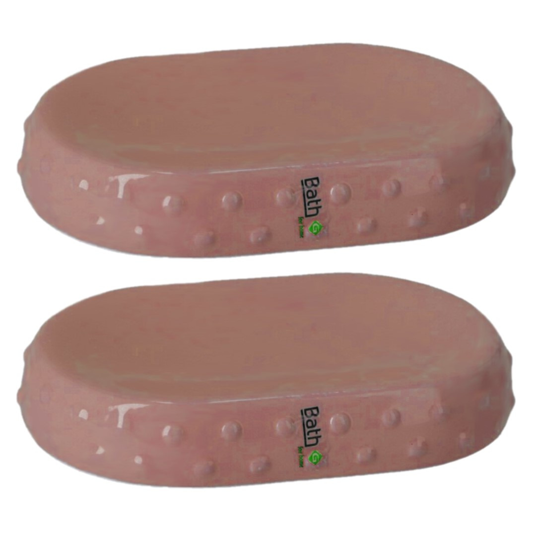 Set van 2x stuks zeephouders/zeepbakjes roze keramiek 15 cm -