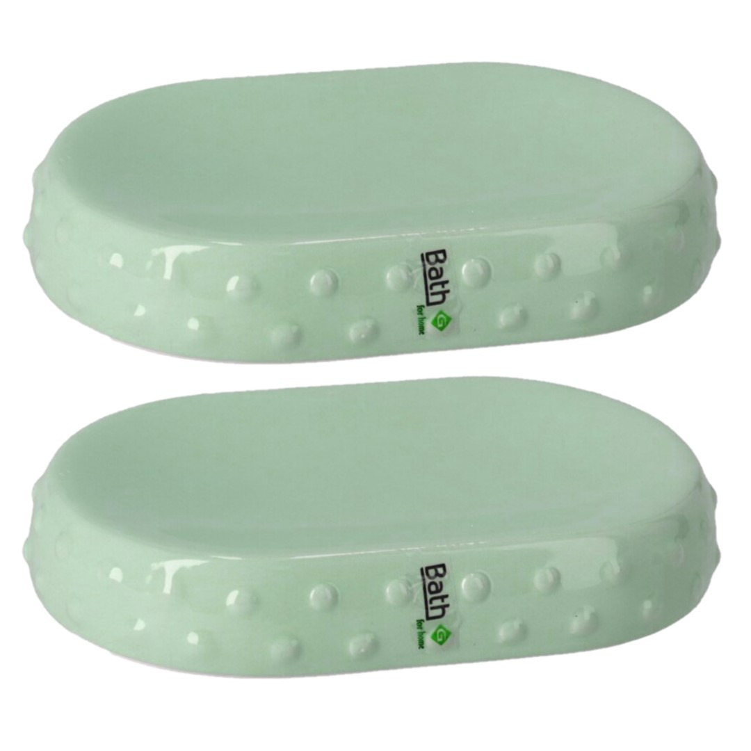 Set van 2x stuks zeephouders/zeepbakjes groen keramiek 15 cm -
