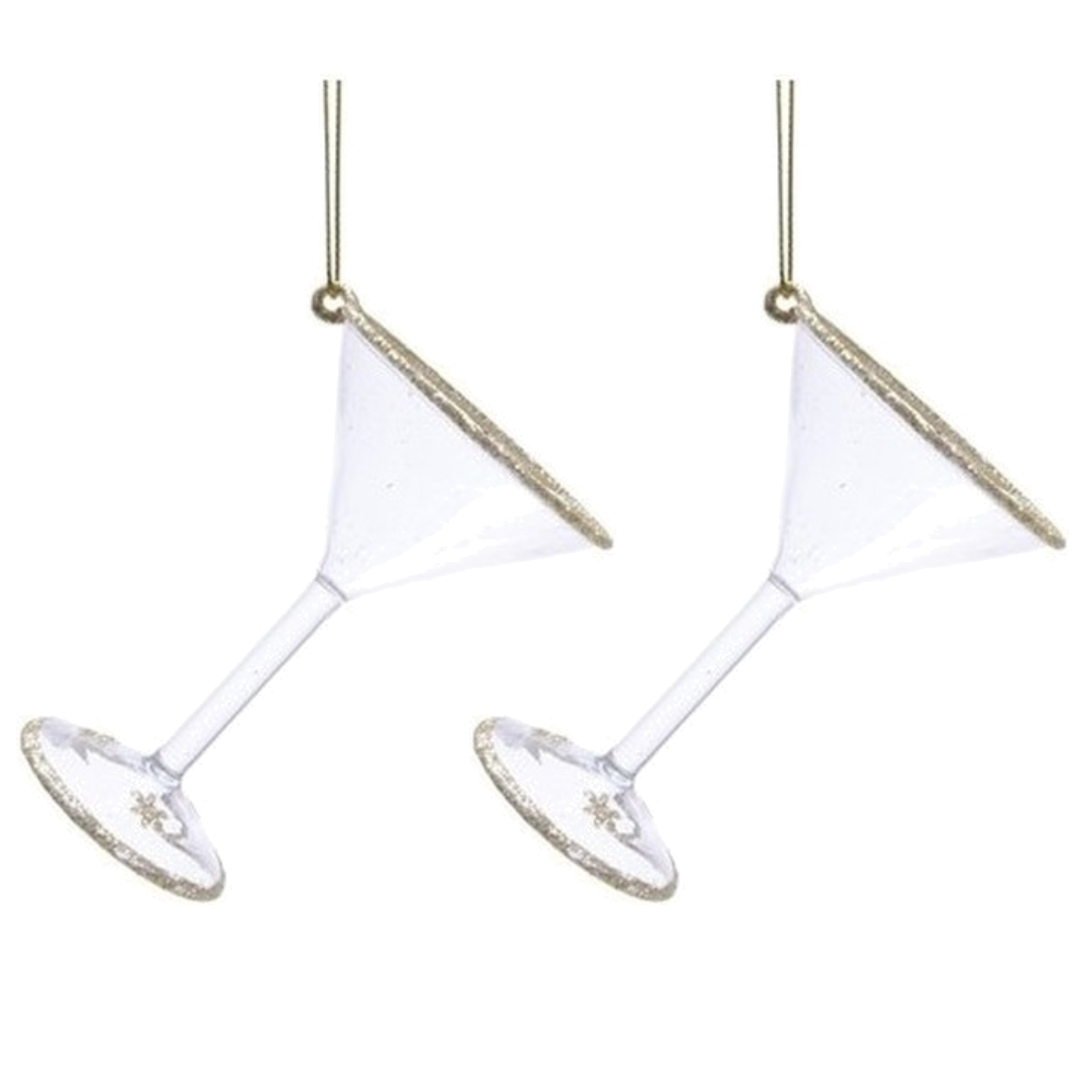 6x stuks transparant cocktailglas kerstversiering hangdecoraties 10 cm -