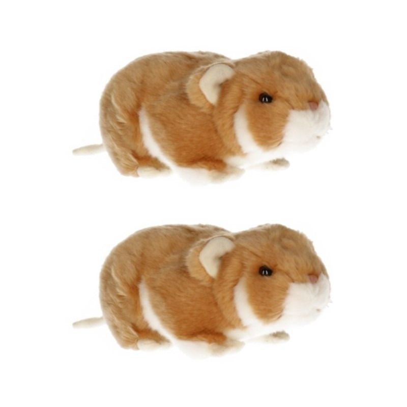 2x stuks pluche hamster knuffeltje 18 cm -