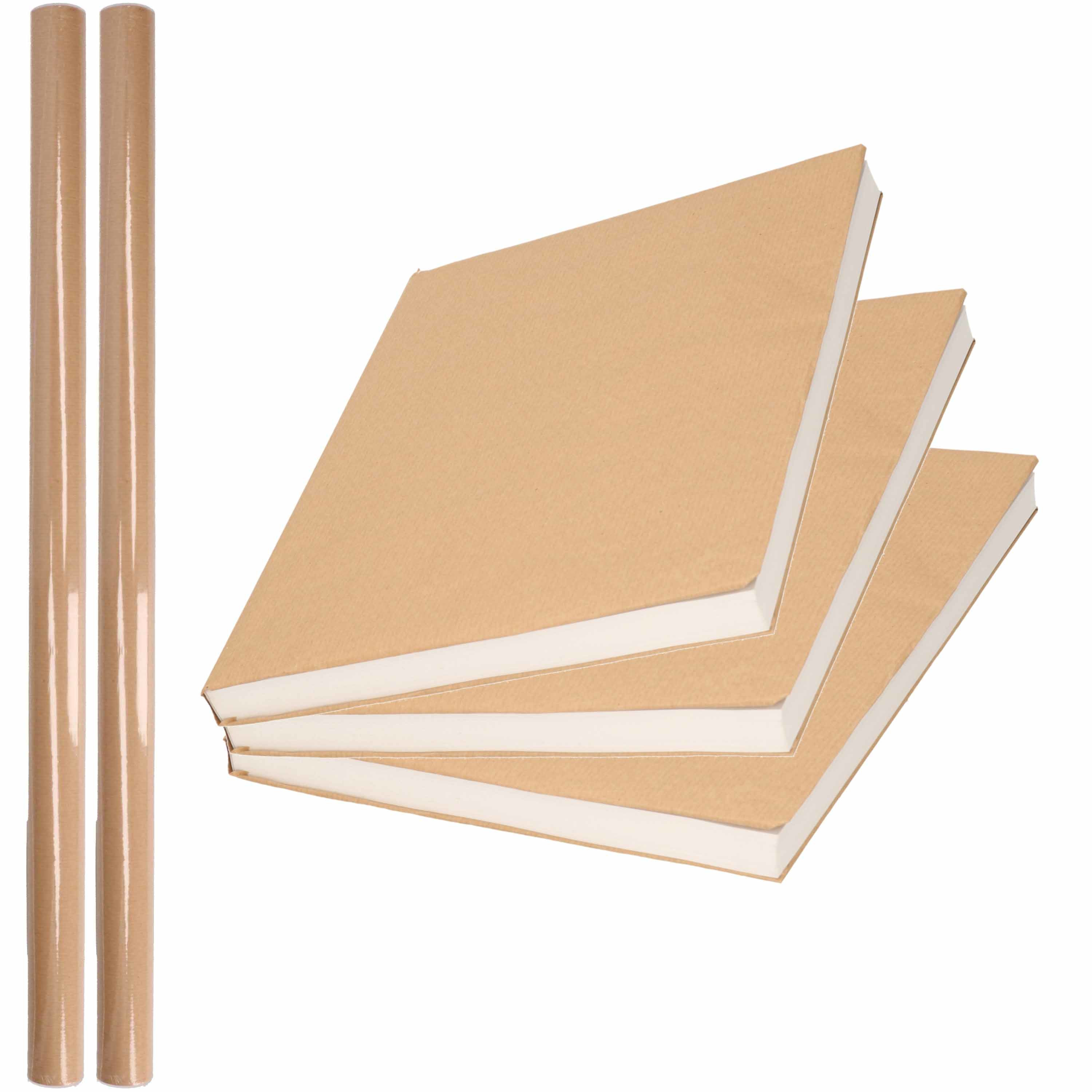 Duni rol Kaftpapier/verzendpapier rol - 2x stuks - 500 x 70 cm - bruin - 80 grams kwaliteit -