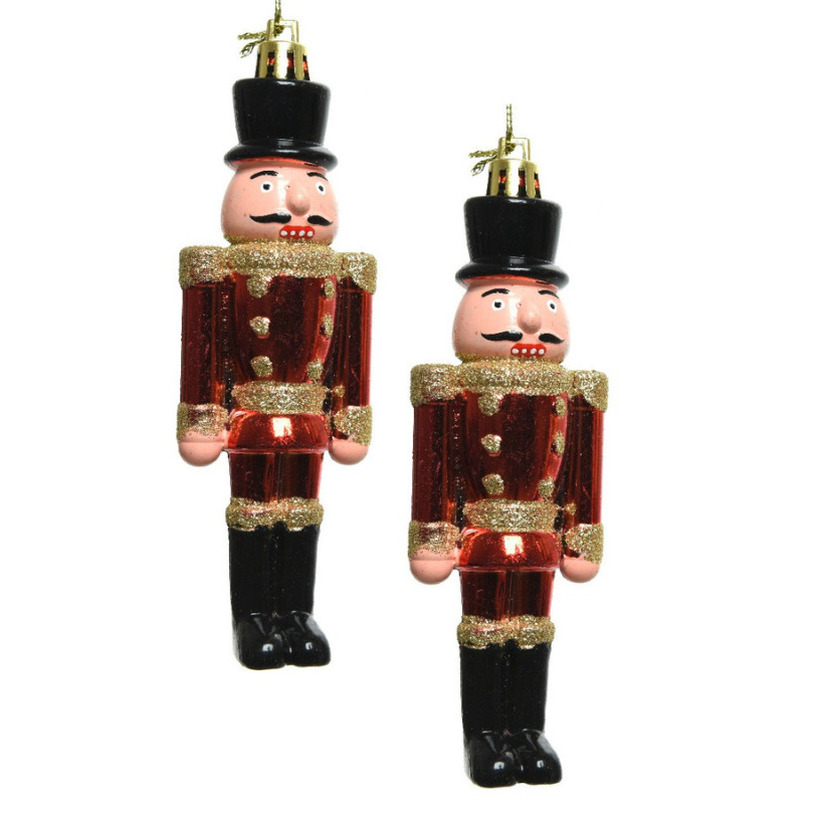 2x Kerstboomhangers notenkrakers poppetjes/soldaten rood 9 cm -