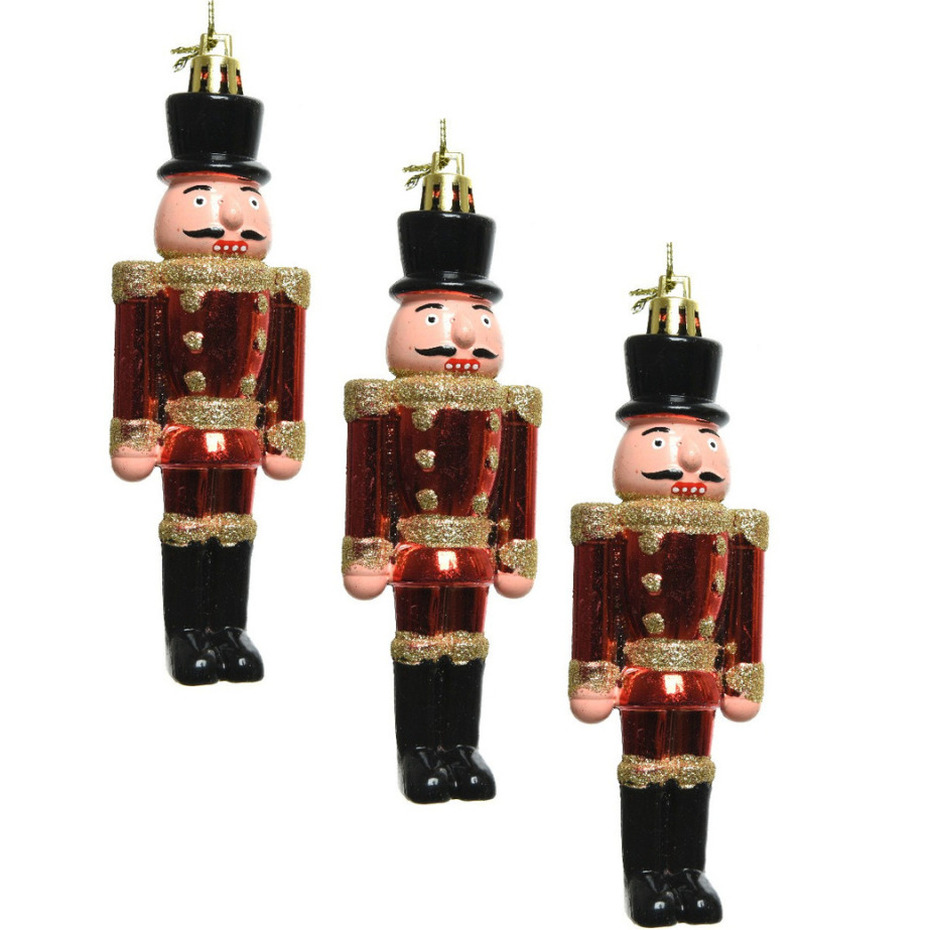 4x Kerstboomhangers notenkrakers poppetjes/soldaten rood 9 cm -