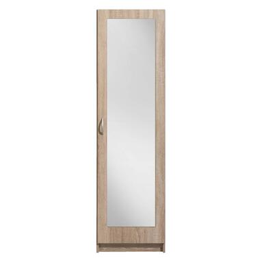 Kledingkast Varia 1-deurs inclusief spiegel - licht eiken - 175x49x50 cm - Leen Bakker
