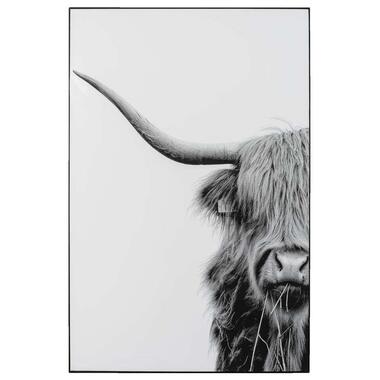 Schilderij Highlander - zwart/wit - 90x60 cm - Leen Bakker