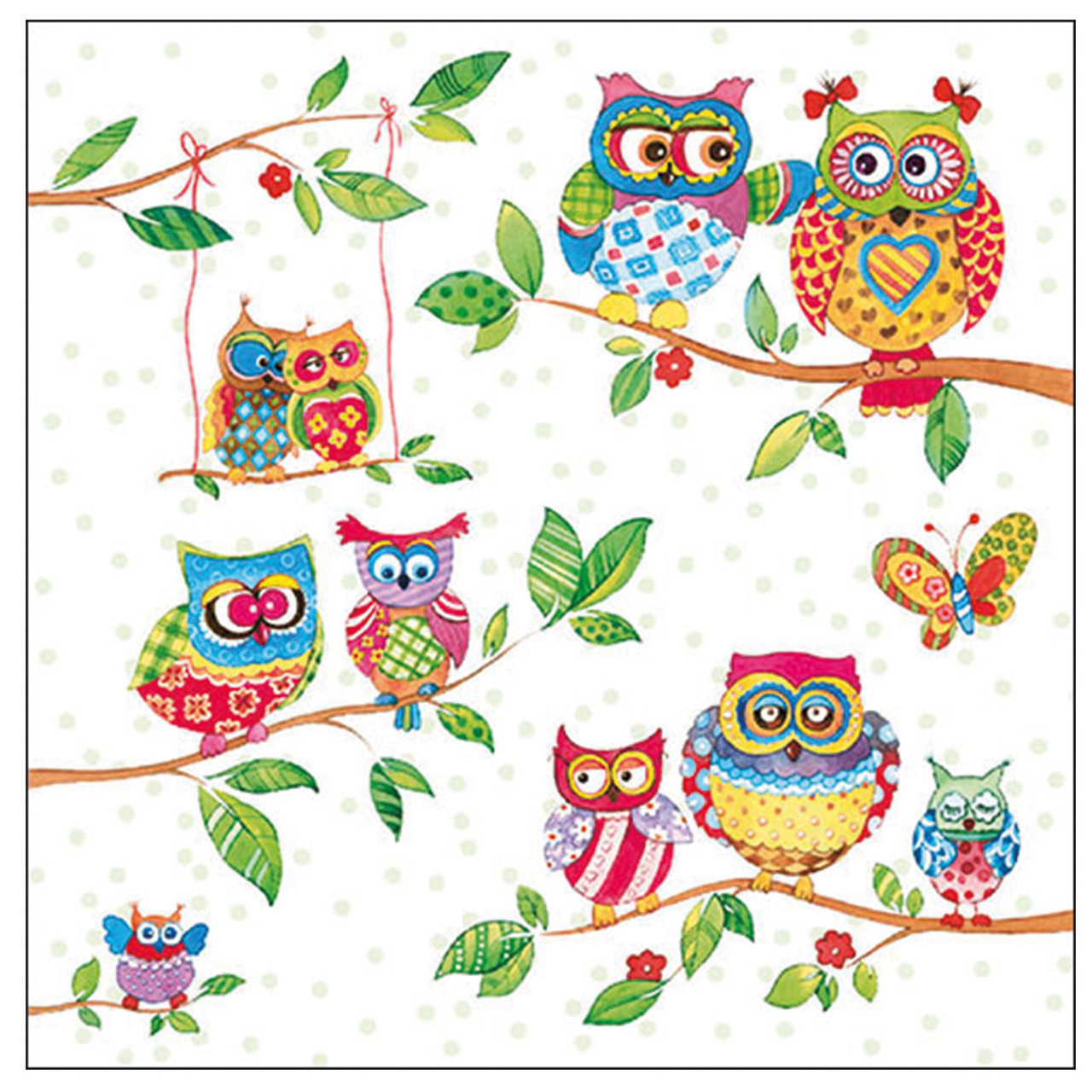 40x Tafel diner/lunch servetten 33 x 33 cm vrolijke uilen print -