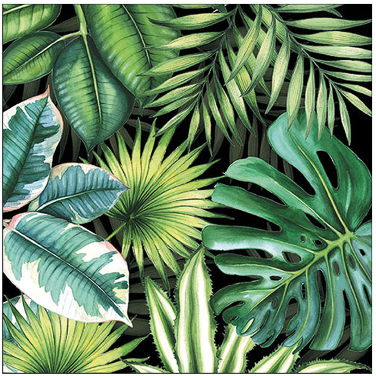 80x Tafel diner/lunch servetten 33 x 33 cm Tropische bladeren jungle print -