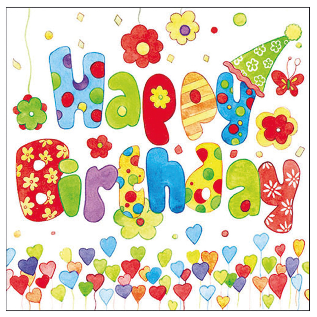 40x Tafel diner/lunch servetten 33 x 33 cm happy birthday verjaardag print -