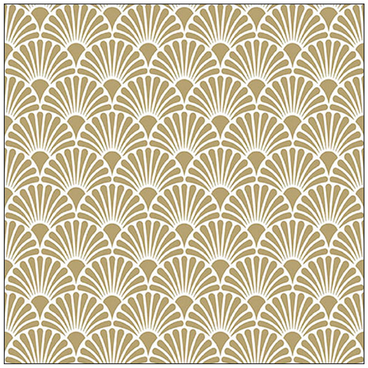 100x Tafel diner/lunch servetten 33 x 33 cm Art deco wit/goud print -