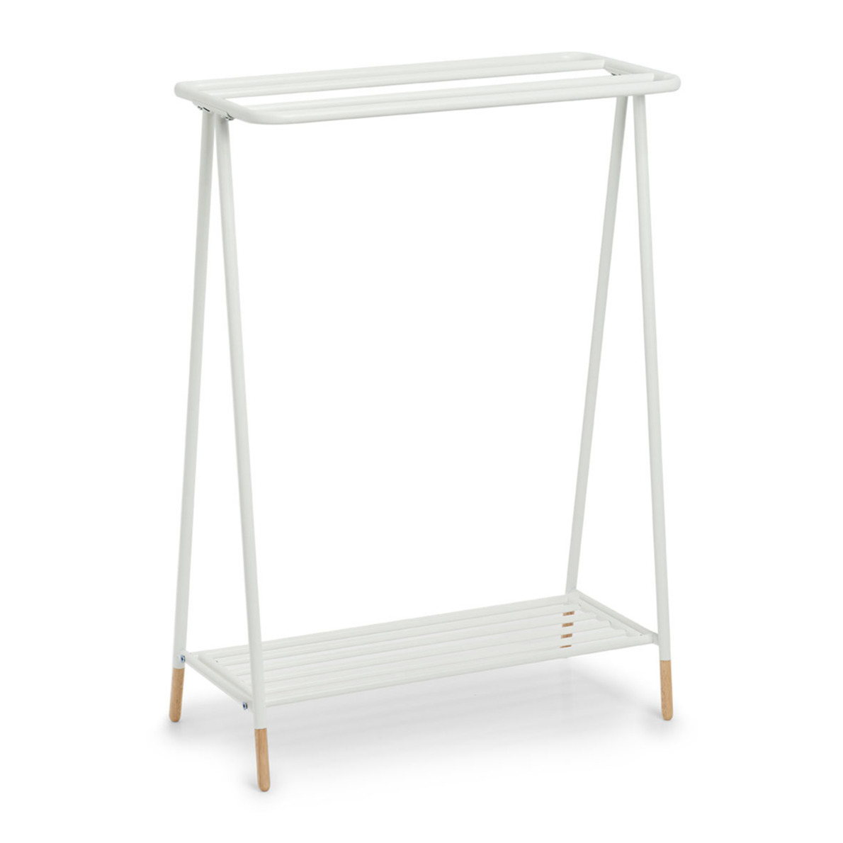 Luxe handdoek badkamer rek - wit - metaal/hout - 60 x 30 x 85 cm - Handdoeken droogrek -
